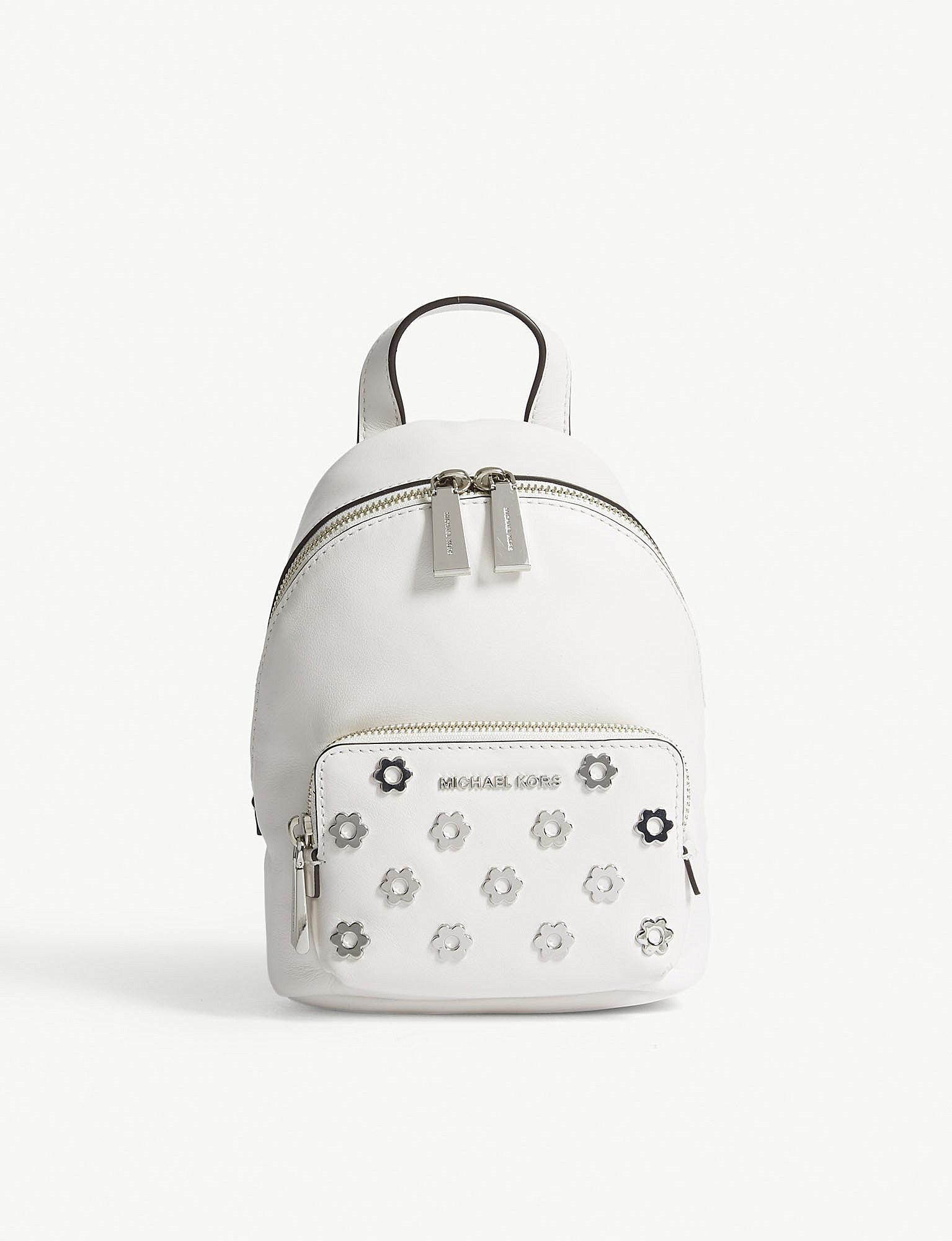 small white leather backpack