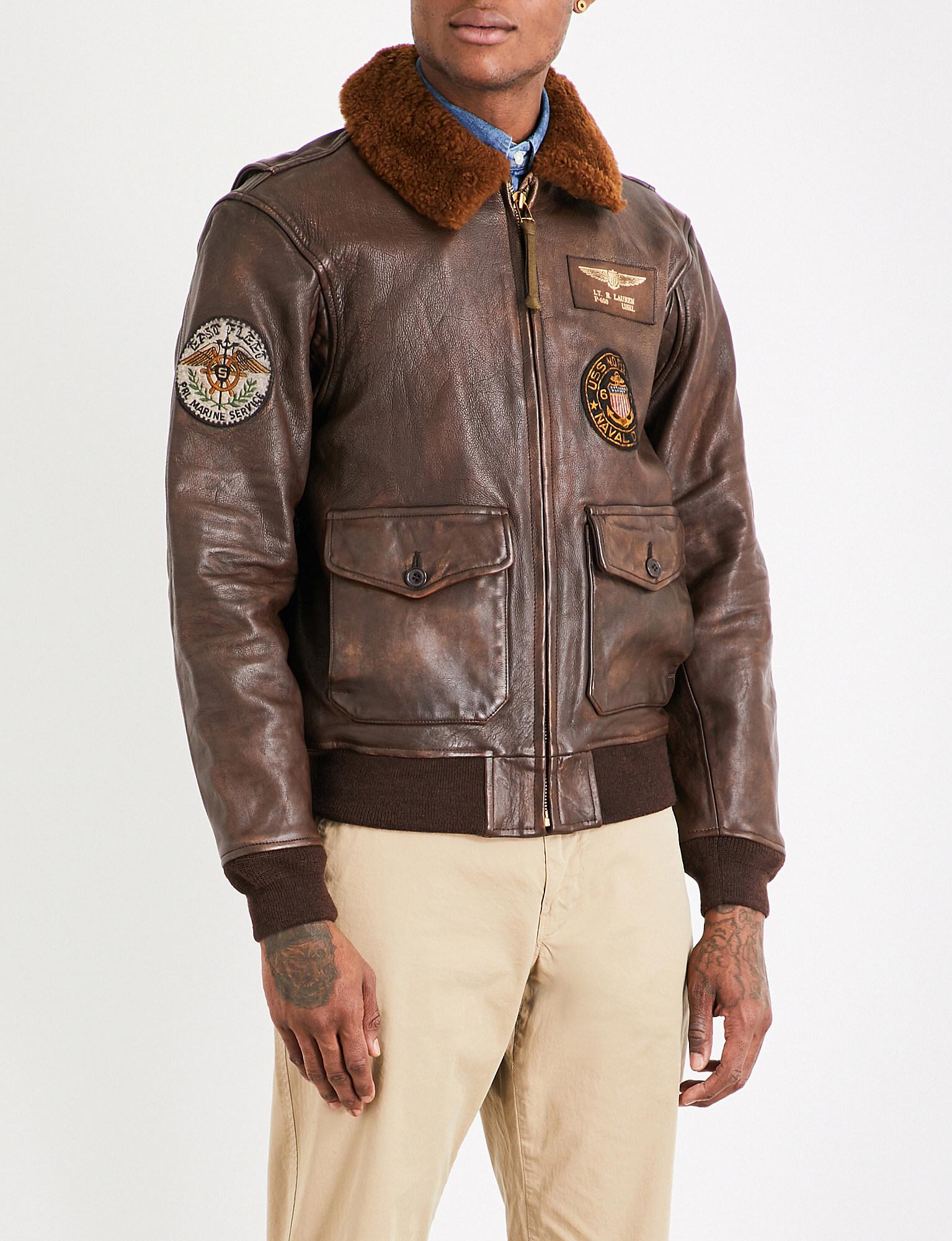 Polo Ralph Lauren G1 Leather Bomber Jacket in Brown for Men | Lyst 