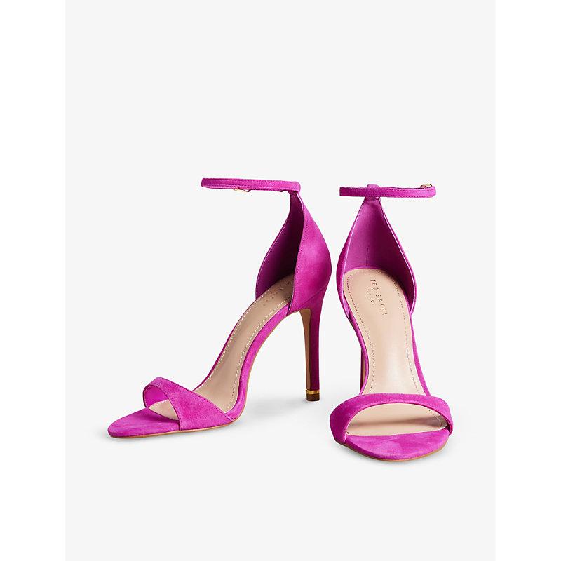 Ted Baker Helmias Ankle-strap Suede Heeled Sandals in Pink | Lyst