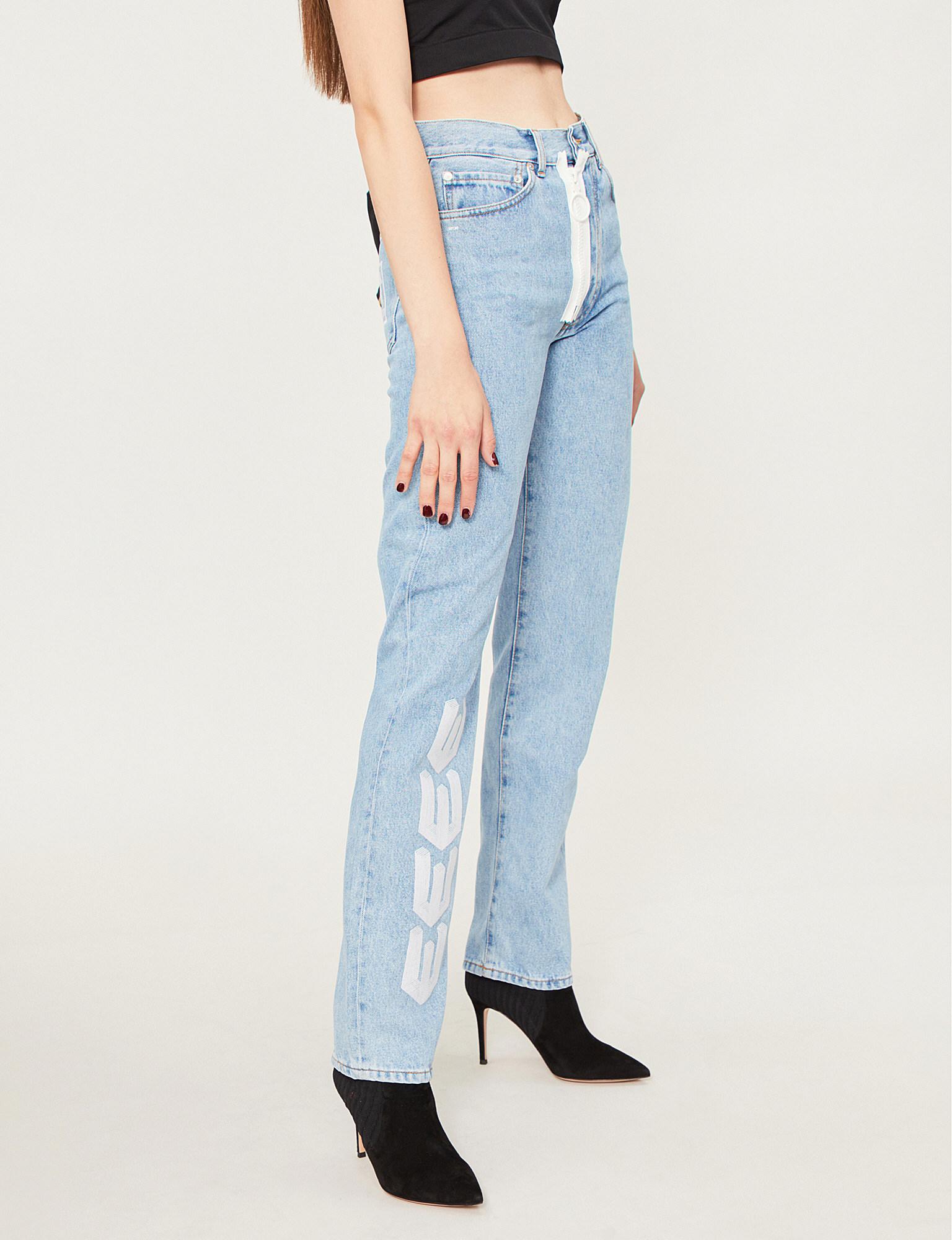 off white straight leg jeans