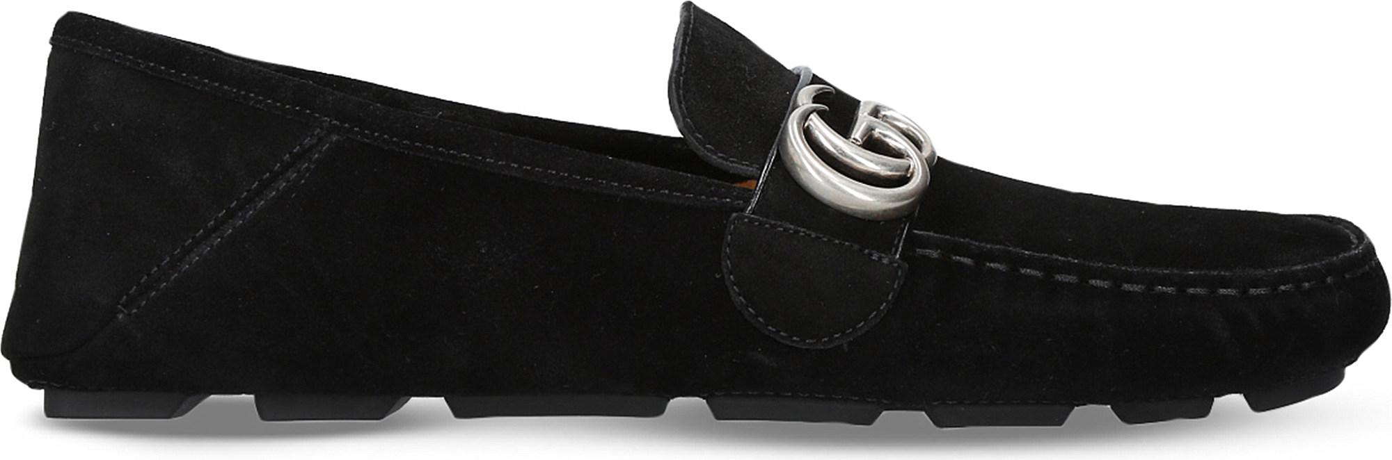Gucci Noel Suede Driving Shoes in Black 