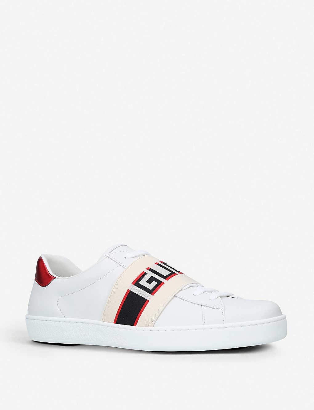 gucci new ace stripe leather trainers