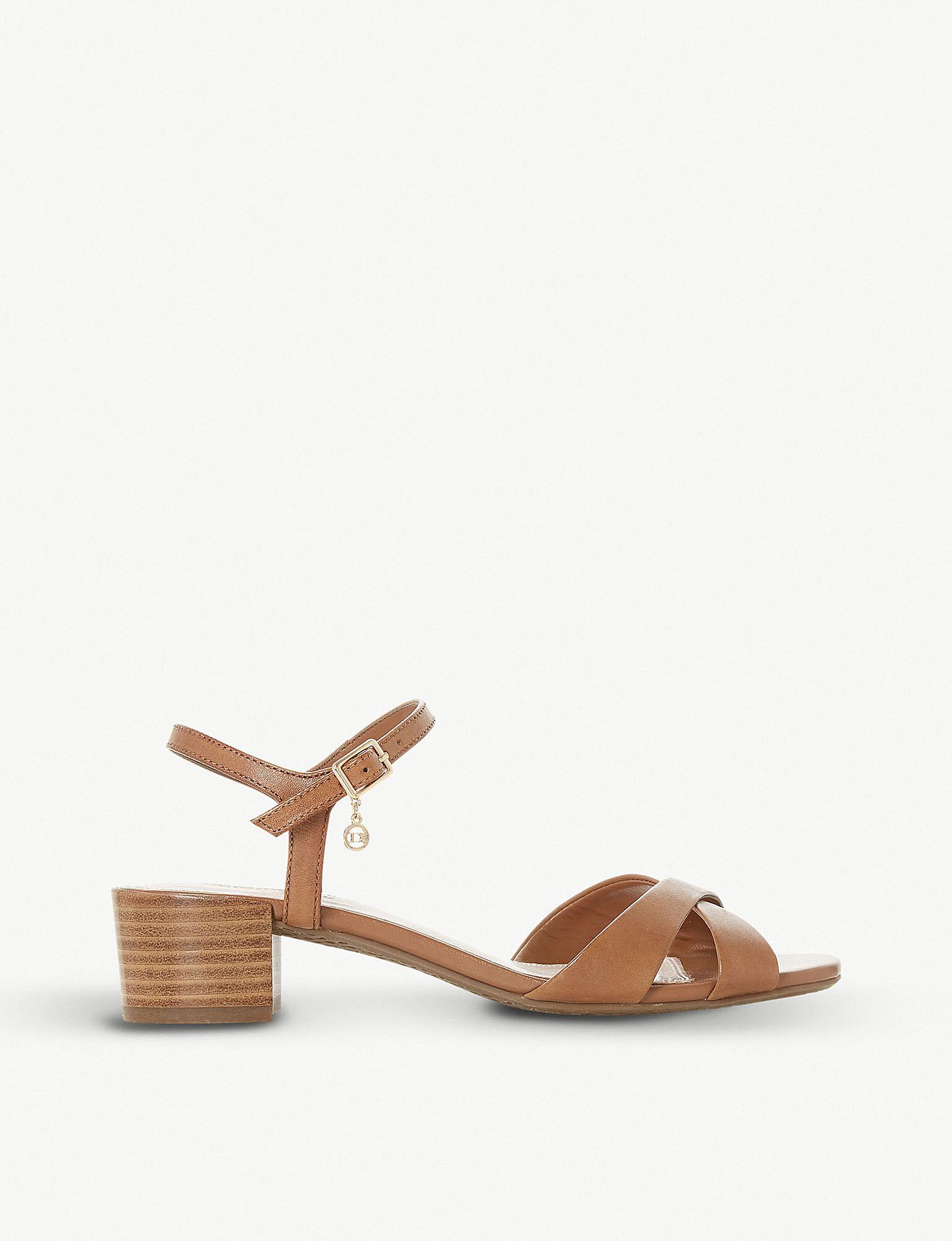 Dune Jazzy Block-heeled Leather Sandals in Tan-Leather (Brown) - Lyst