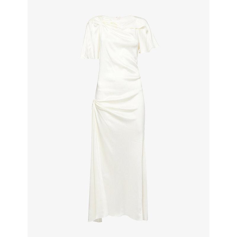 green emerald velvet dress Floor-Length Cami Dress In Ivory – Victoria Beckham UK main image 0