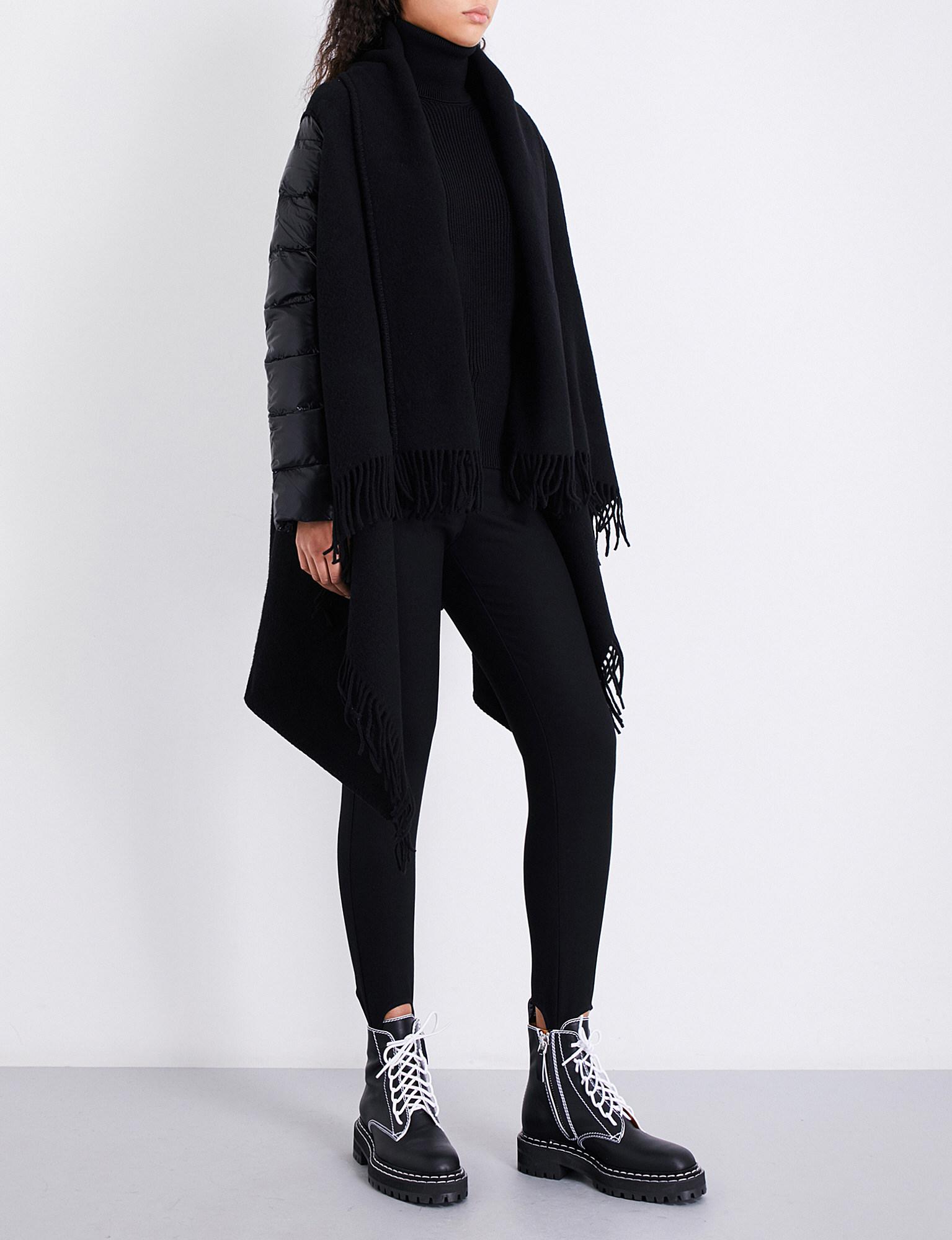 Moncler Shawl-lapel Wool And Quilted-shell Cape in Black - Lyst