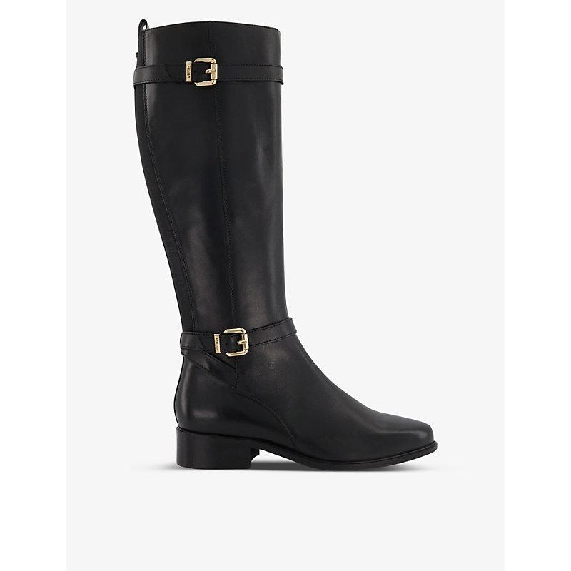 Dune Tepi Side-buckle Leather Knee-high Boots in Black | Lyst