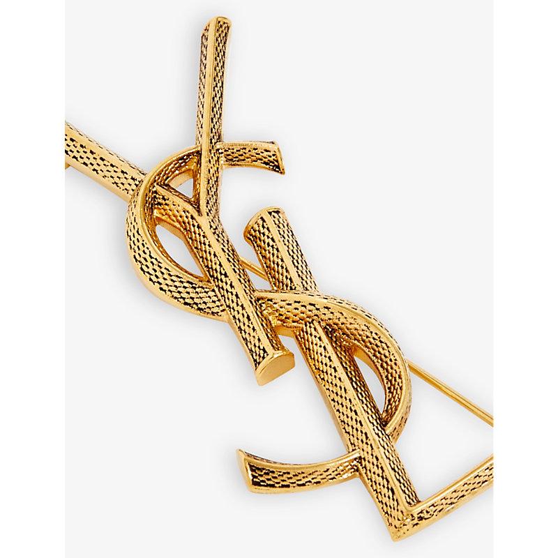 Saint Laurent Textured Logo Letter Brooch - Farfetch