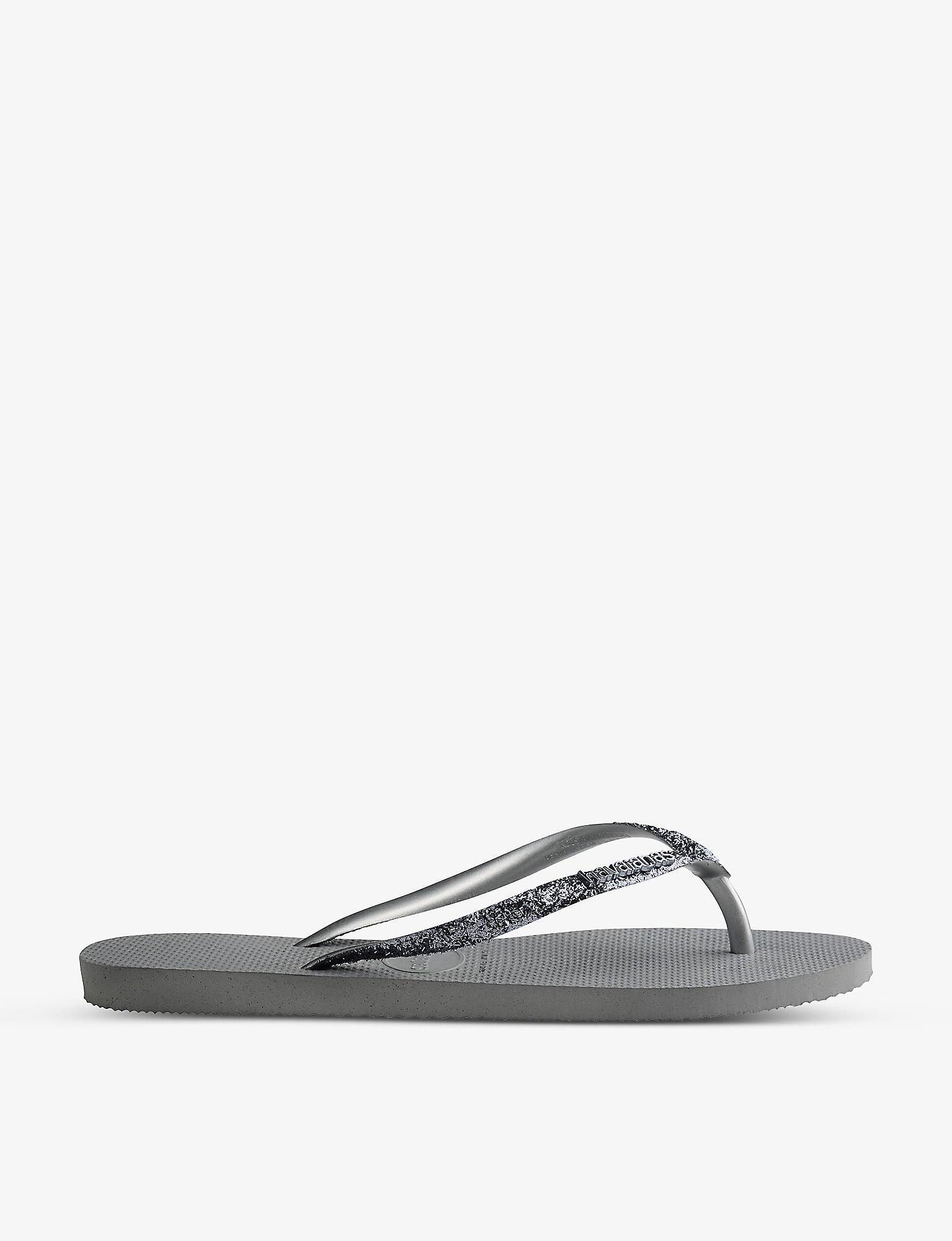 Havaianas Slim Glitter Rubber Flip-flops in Grey Womens Shoes Flats and flat shoes Sandals and flip-flops Grey 