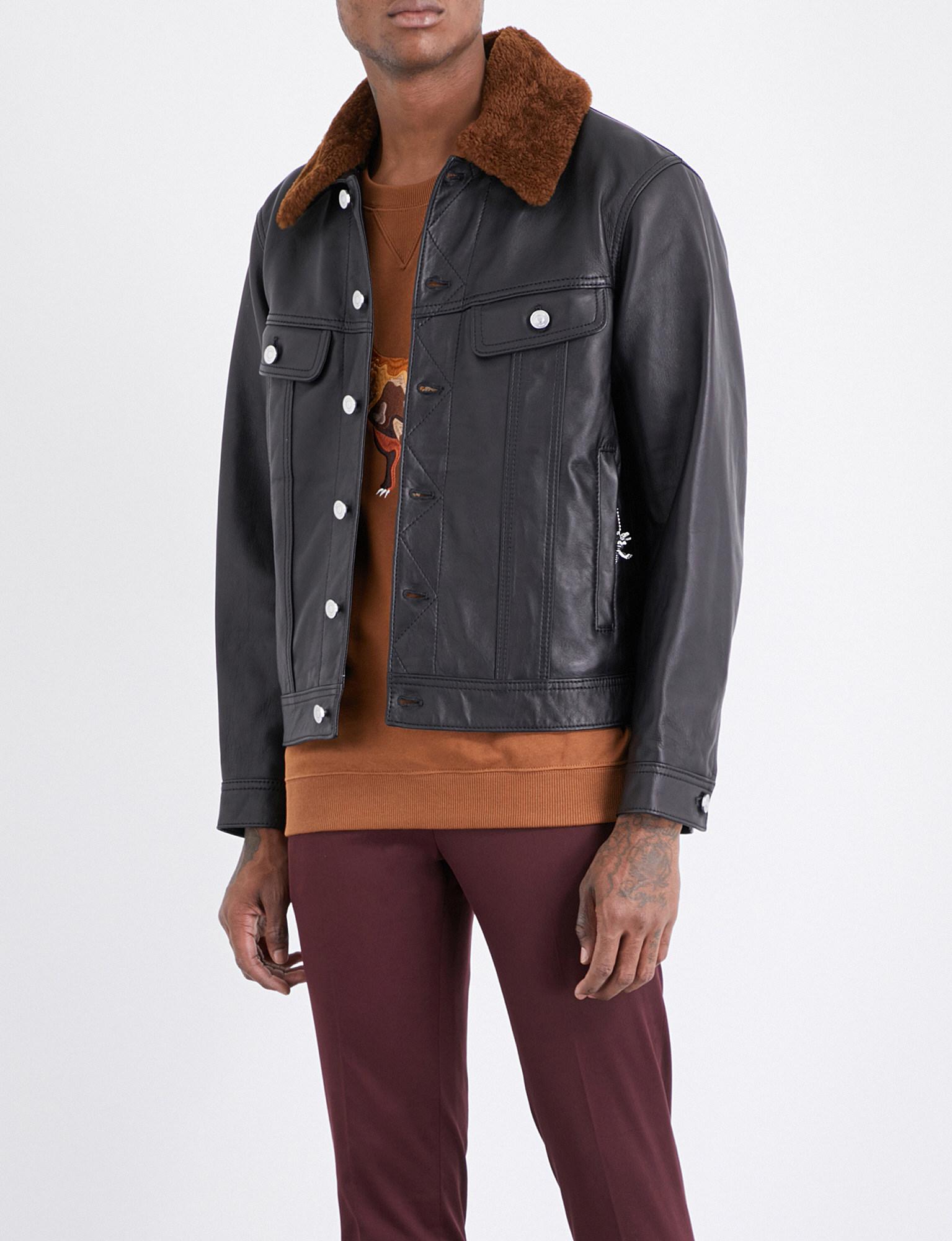 COACH Trucker Leather Jacket in Black for Men - Lyst