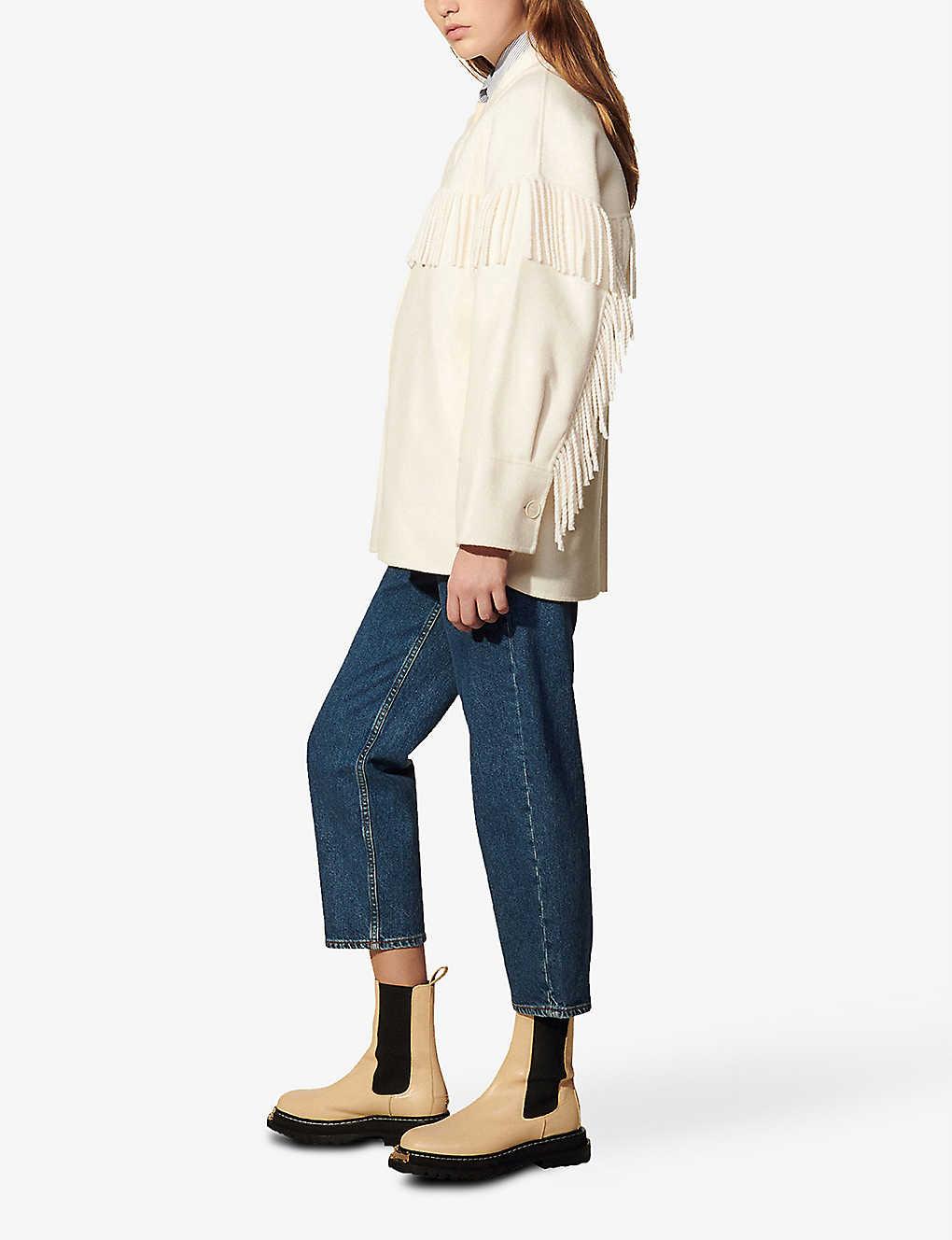 Sandro fringe deals leather jacket