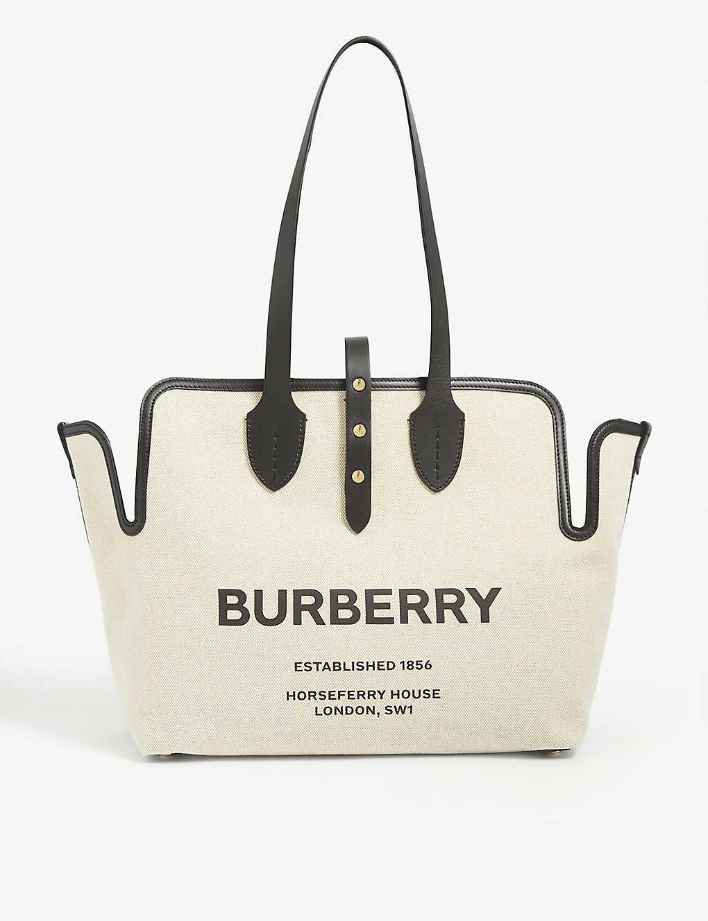 Conditional Scarp Expansion Burberry Black Logo-print Medium Cotton-canvas Tote Bag | Lyst