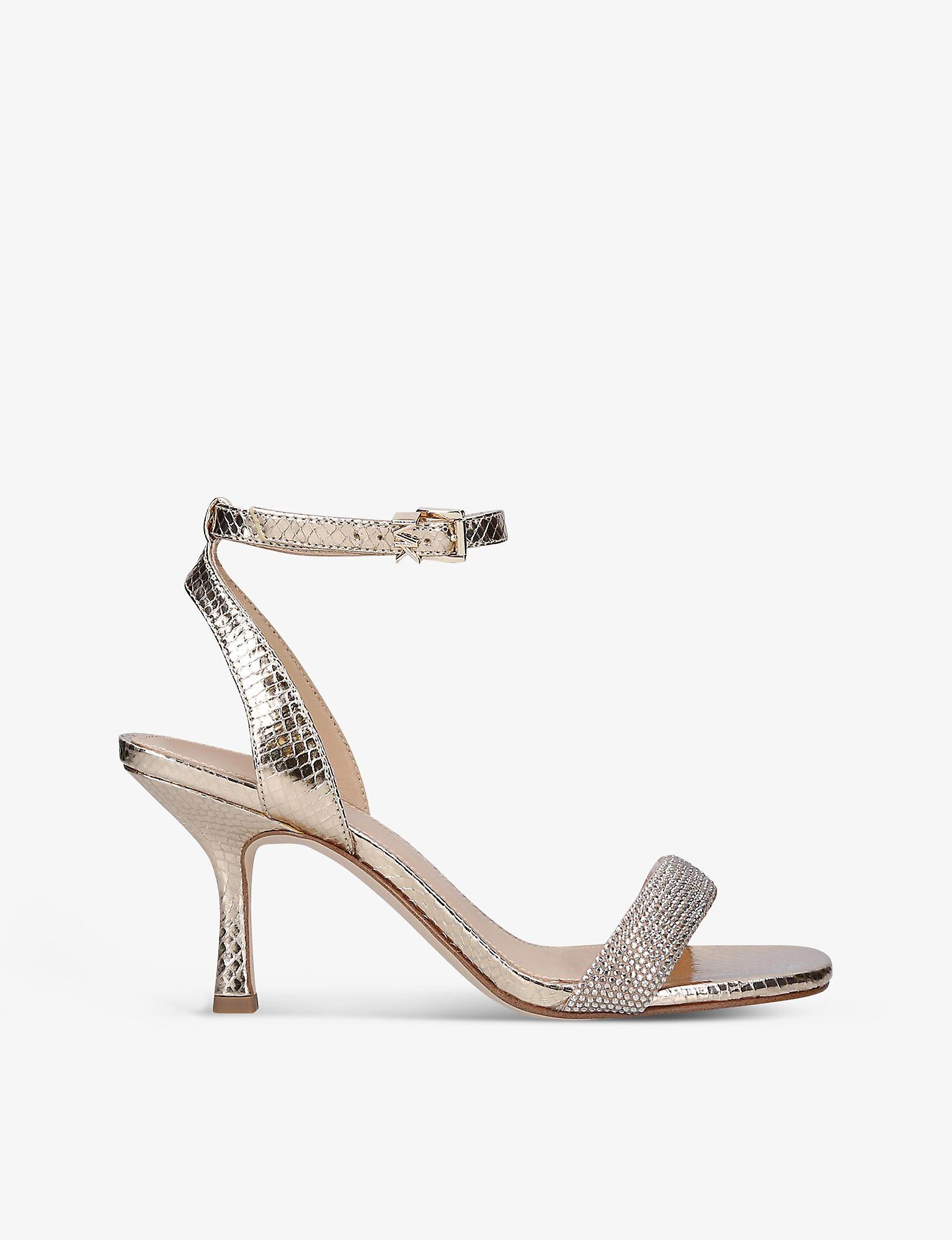 MICHAEL Michael Kors Carrie Crystal-embellished Snake-embossed Leather  Sandals in White | Lyst Australia