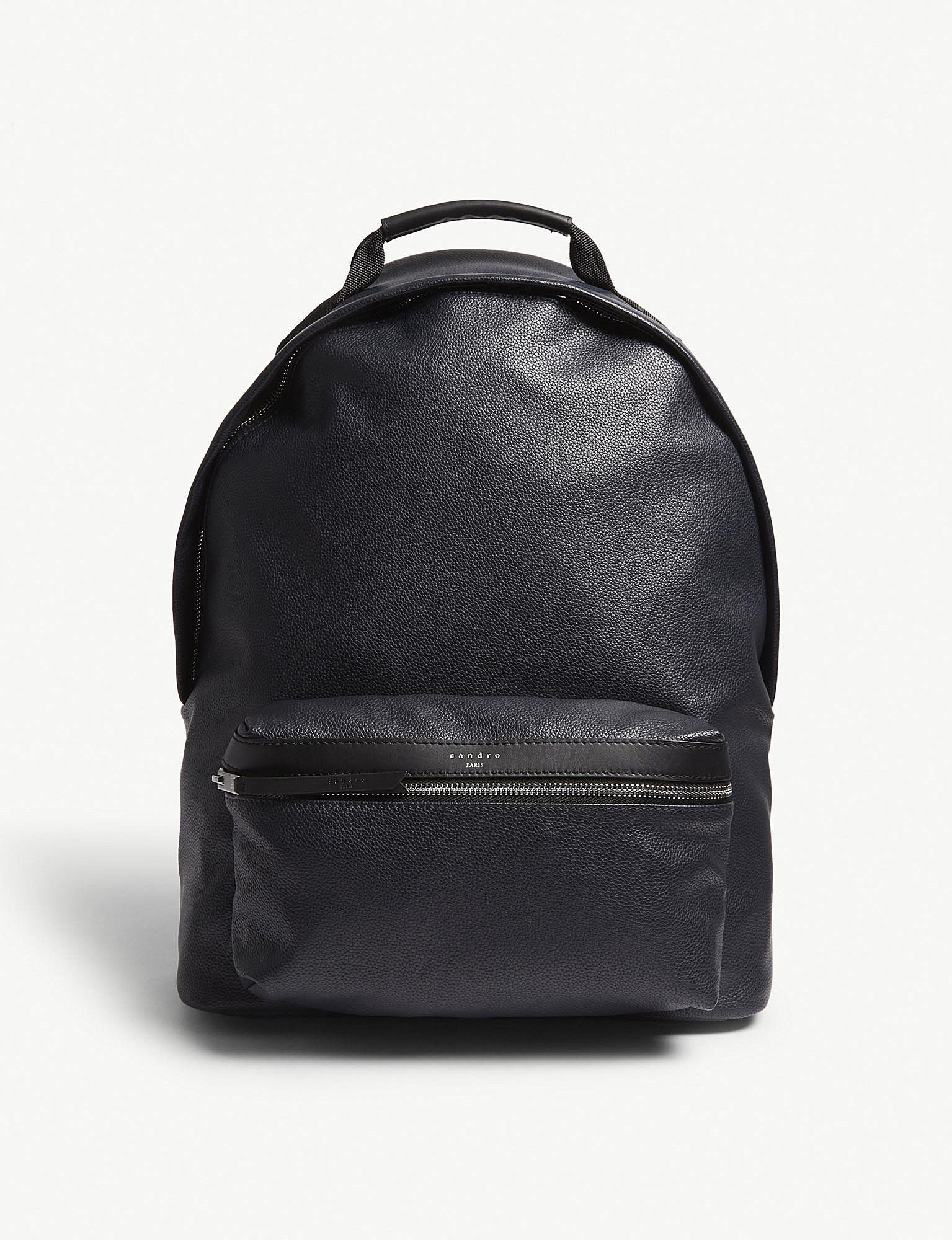 Sandro Grained Leather Backpack in Black for Men | Lyst