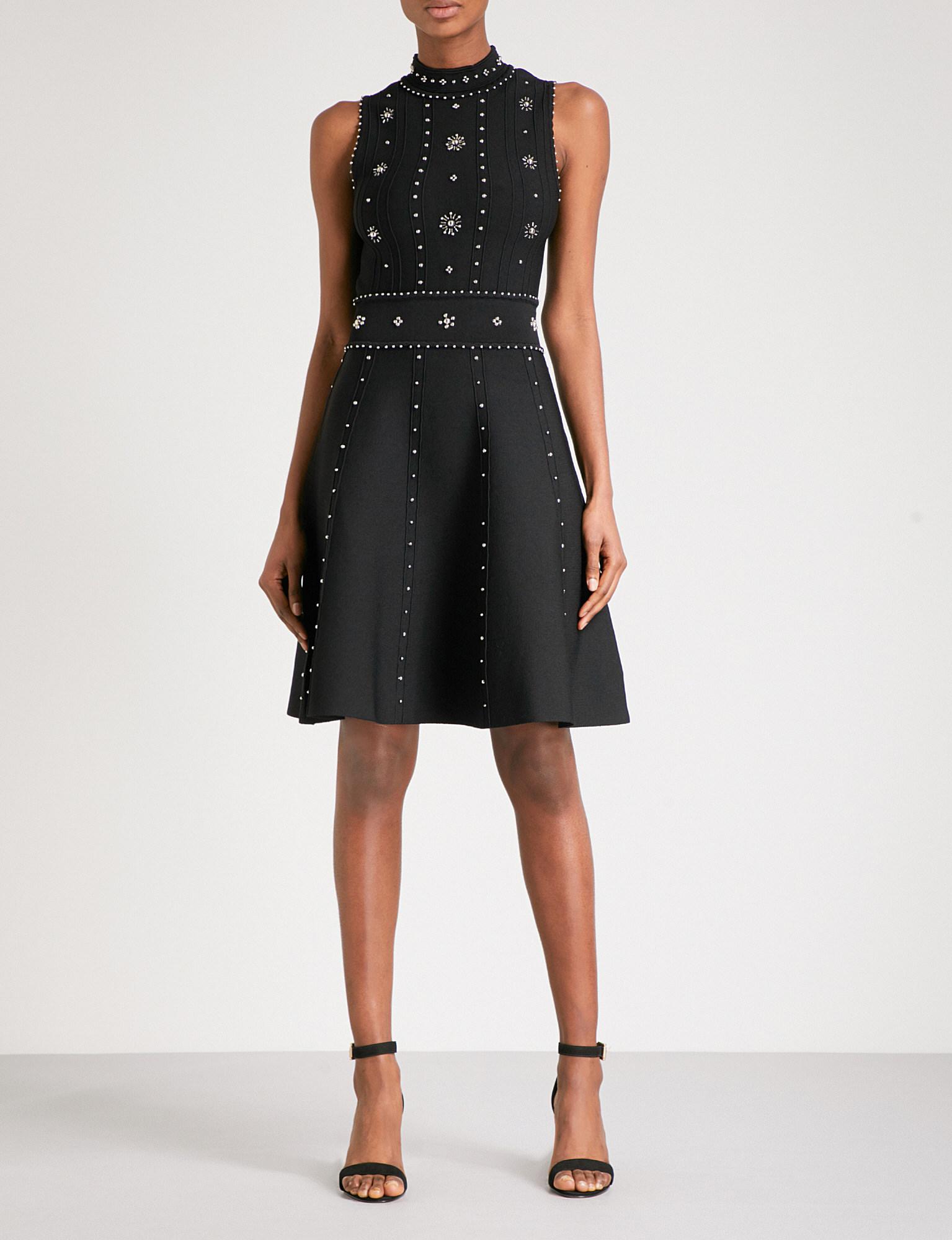 Sandro Embellished Knitted Dress in Black | Lyst