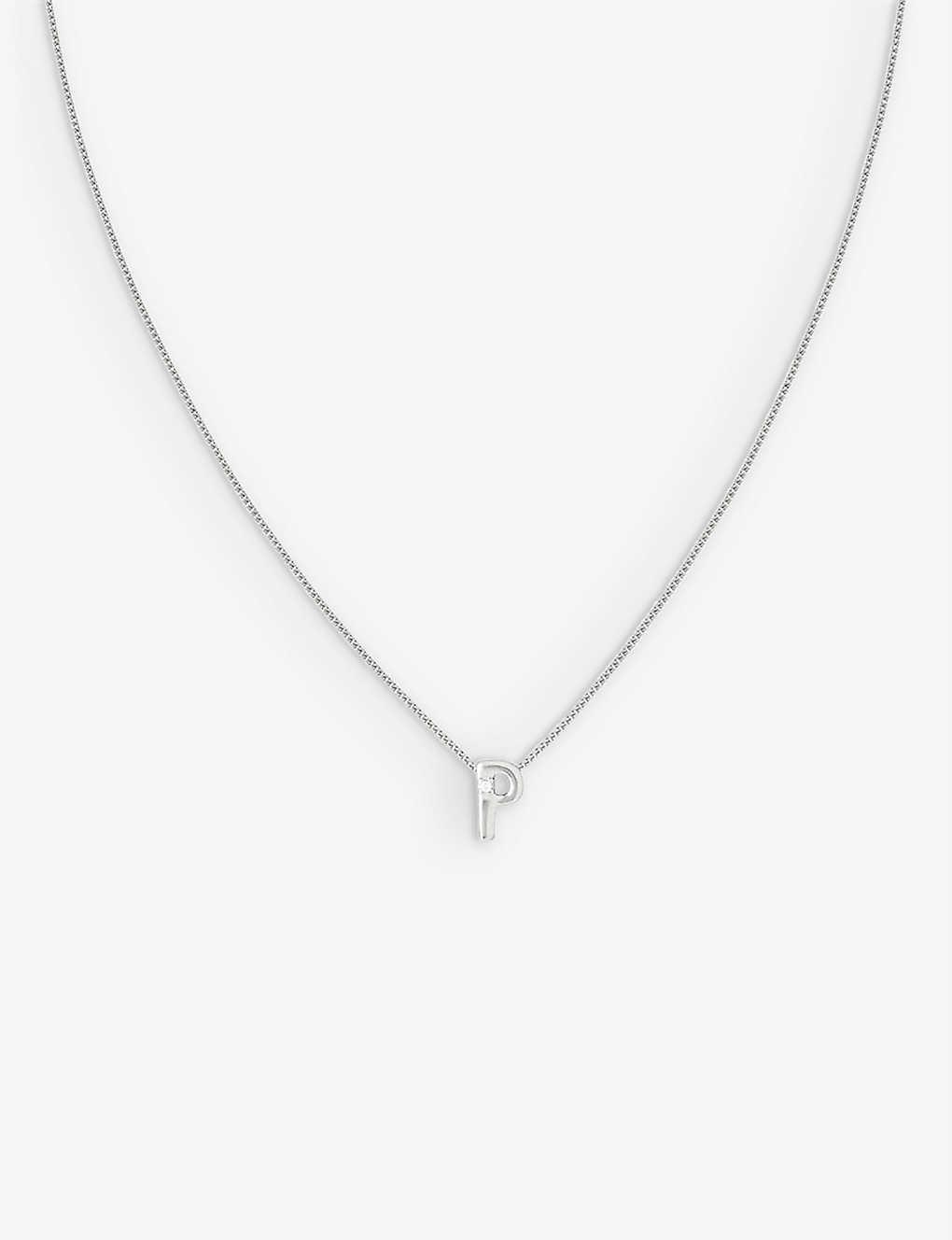 Astrid & Miyu Initial P Rhodium-plated Recycled Sterling- And Cubic ...