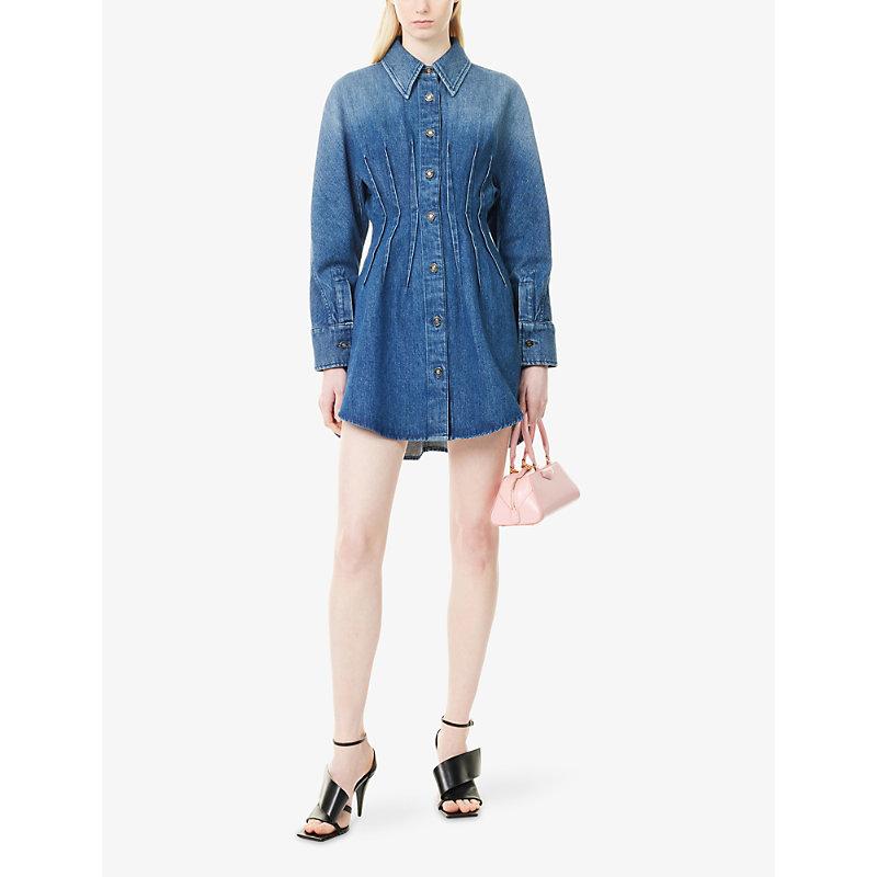 Givenchy Cocoon Long-Sleeve Denim Mini Dress in Blue | Lyst