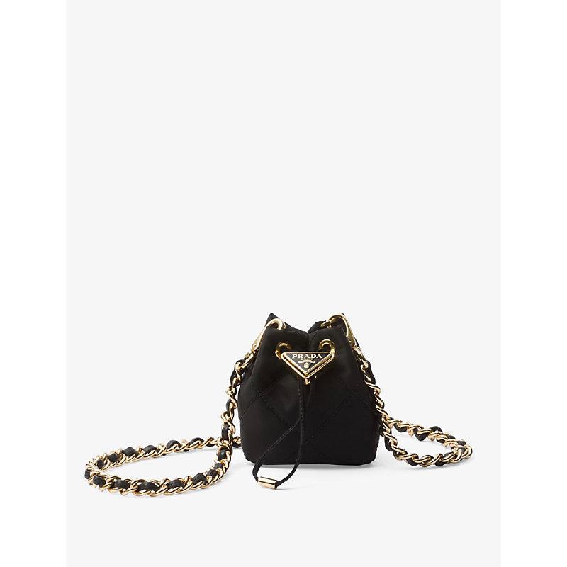 Prada Re-Nylon Triangle-Logo Fabric Mini Pouch in Black | Lyst
