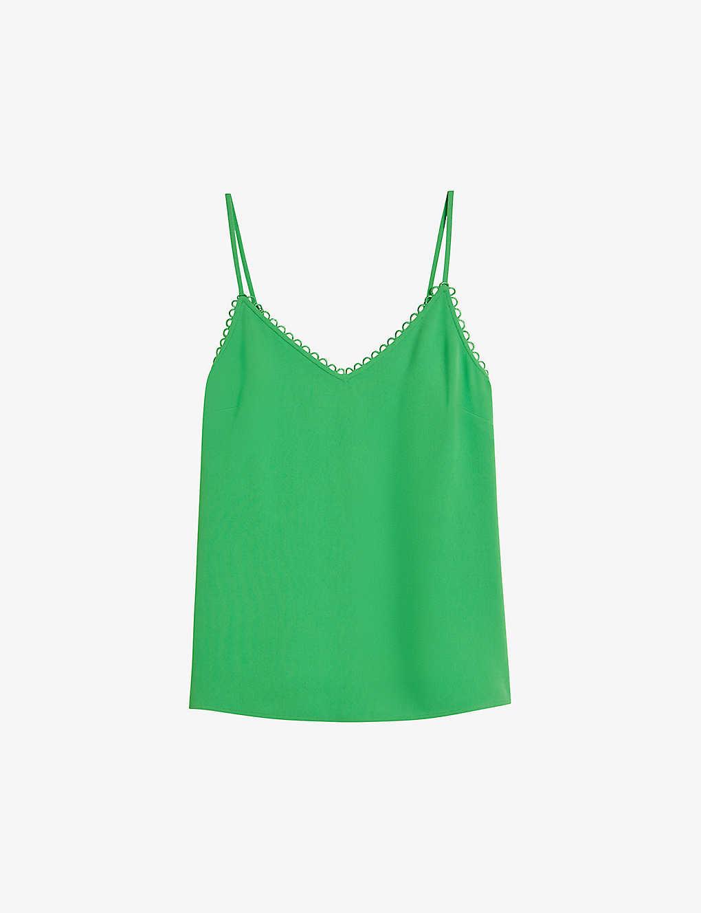 Ted Baker Andreno Looped-trim V-neck Woven Cami Top in Green | Lyst UK
