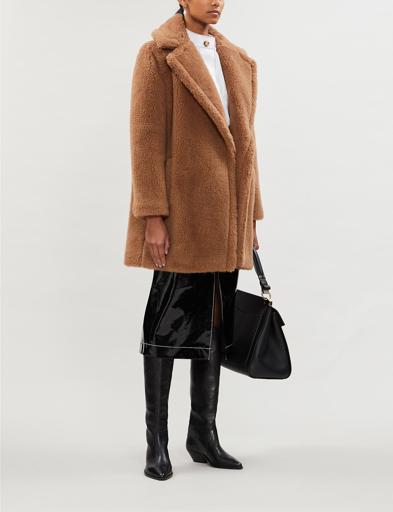 Max Mara Ofelia Wool And Silk-blend Teddy Coat in Brown | Lyst