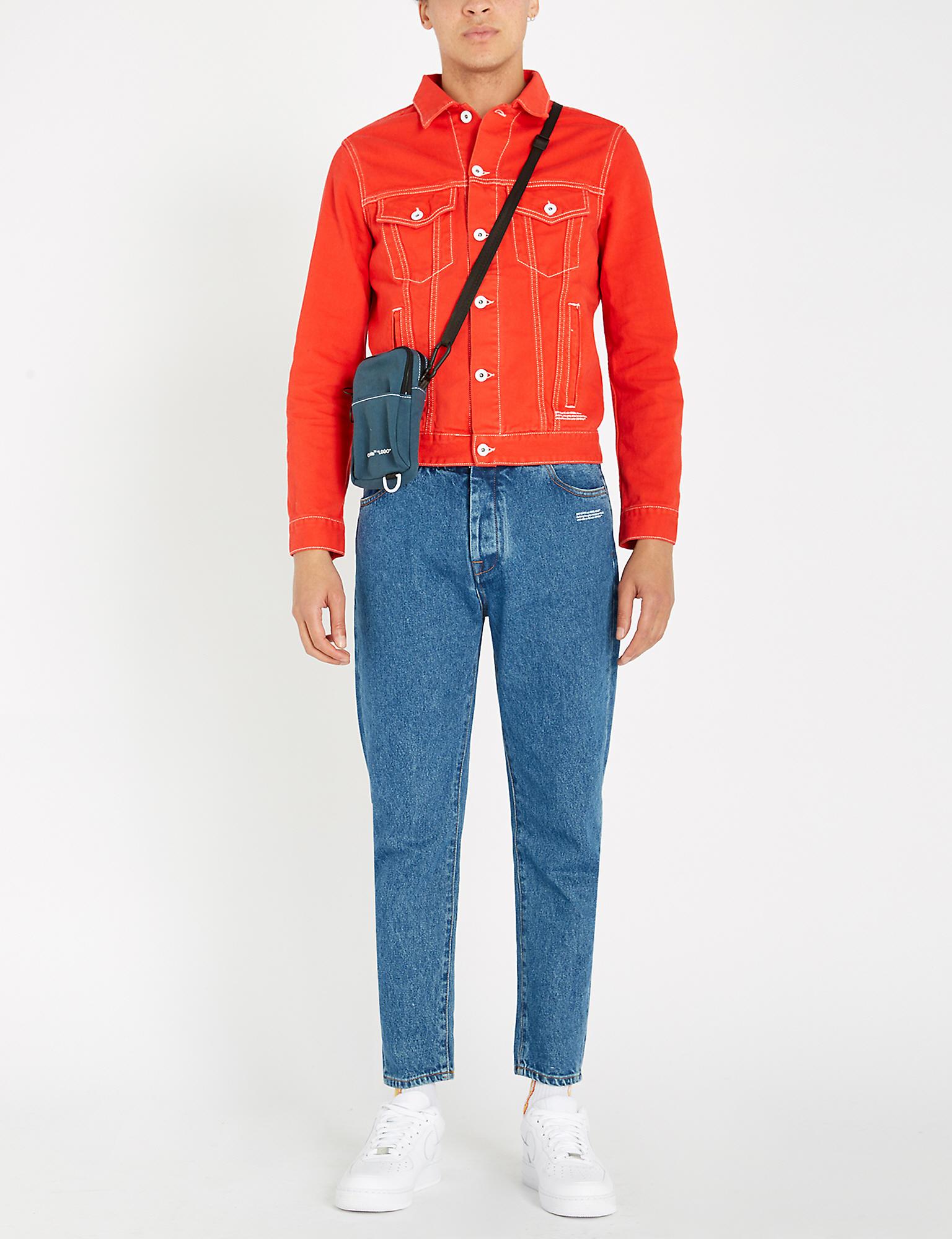 red off white denim jacket