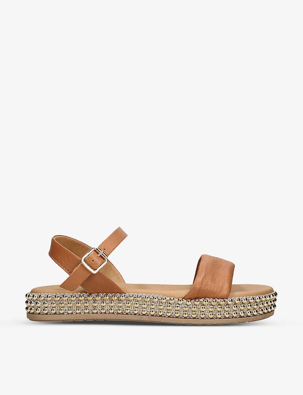 Capri Stud embellished Flat sole Leather Sandals
