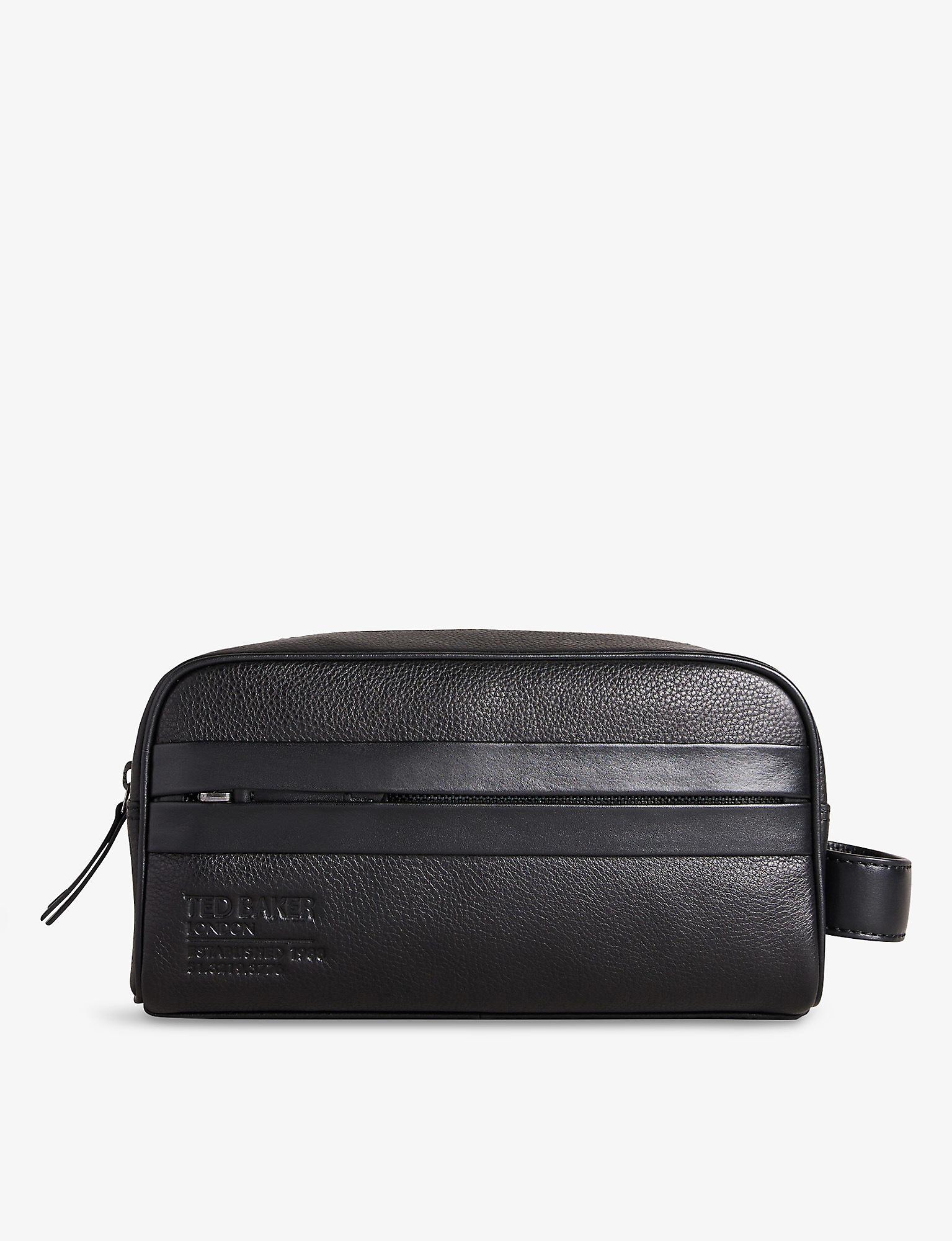 Ted Baker Paty Logo-debossed Leather Washbag in Black for Men | Lyst