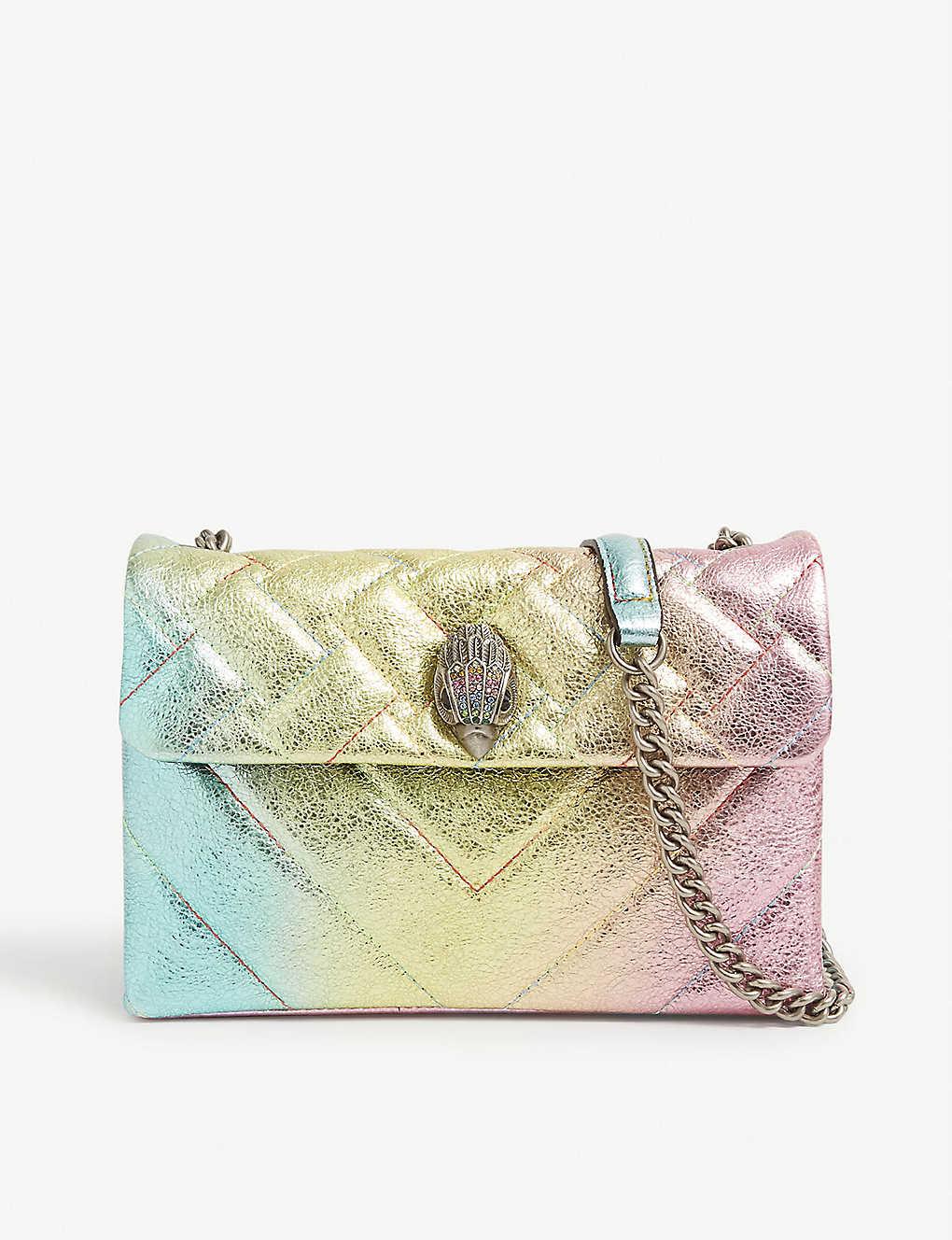 Kurt Geiger Mini Kensington Rainbow-print Leather Shoulder Bag in Pink ...