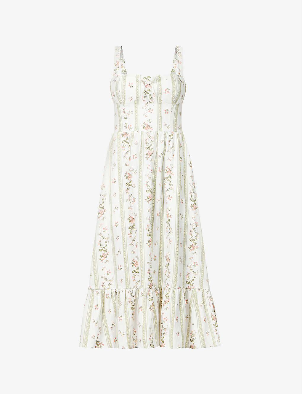 Reformation Womens Heath Maegan Floral-print Linen Midi Dress 14 in ...