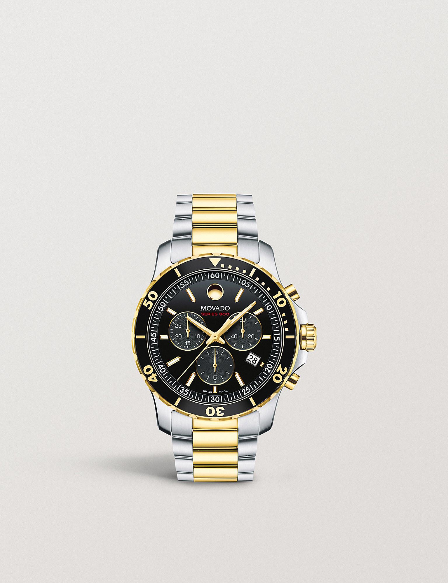 movado series 800 chronograph gold
