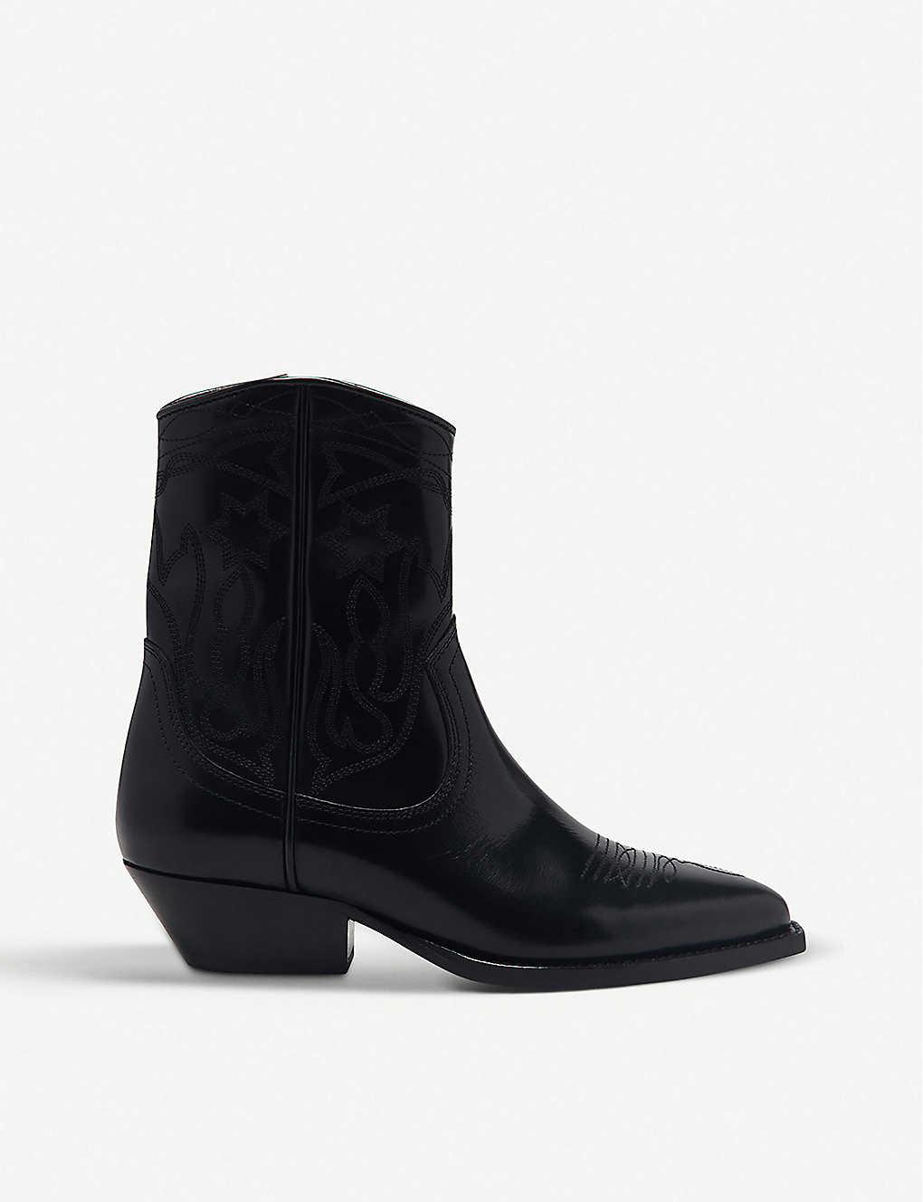 Sandro Jim Embroidered Leather Cowboy Boots in Black - Lyst