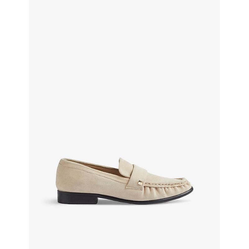 LK Bennett Adira Stud-Embellished Suede Loafers in White | Lyst display picture 1