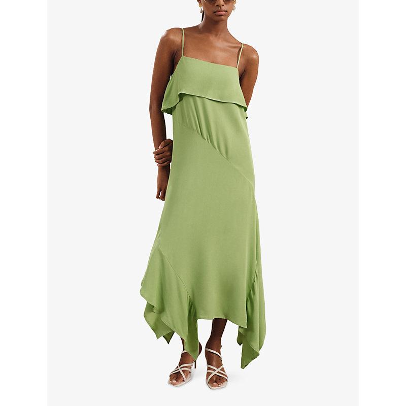 【海外限定】REISSワンピース☆Alba Asymmetric Ruffle Midi Dre Reiss Alba Asymmetric Ruffle Midi Dress, Green