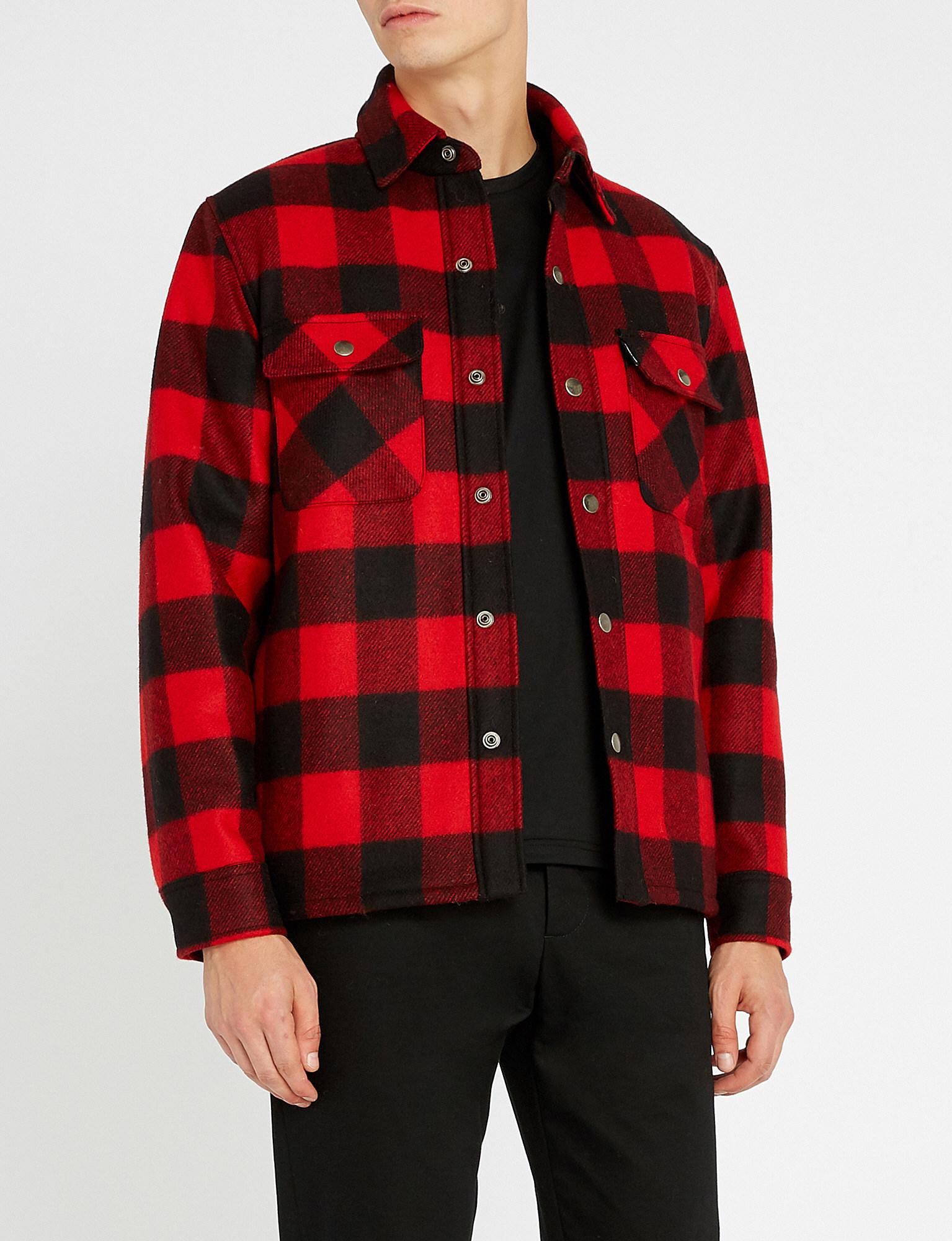 Sandro Lumberjack Checked Wool-blend Jacket in Red for Men | Lyst
