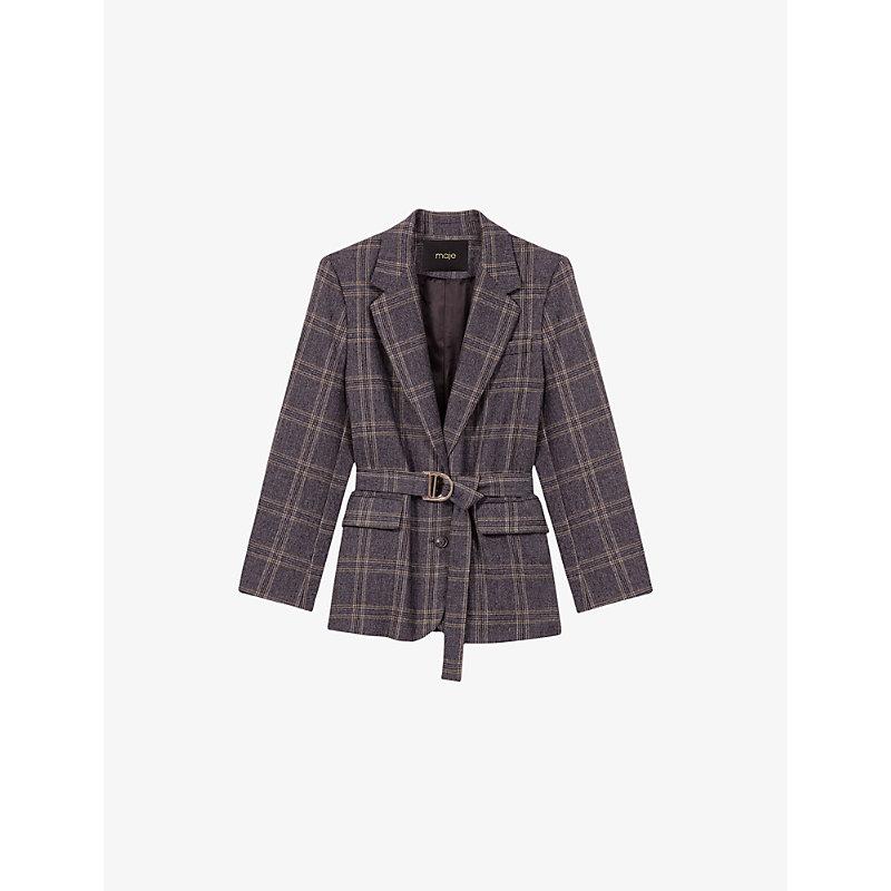 Double Breasted Blazer Maje Checked Woven Blazer Maje Blazers