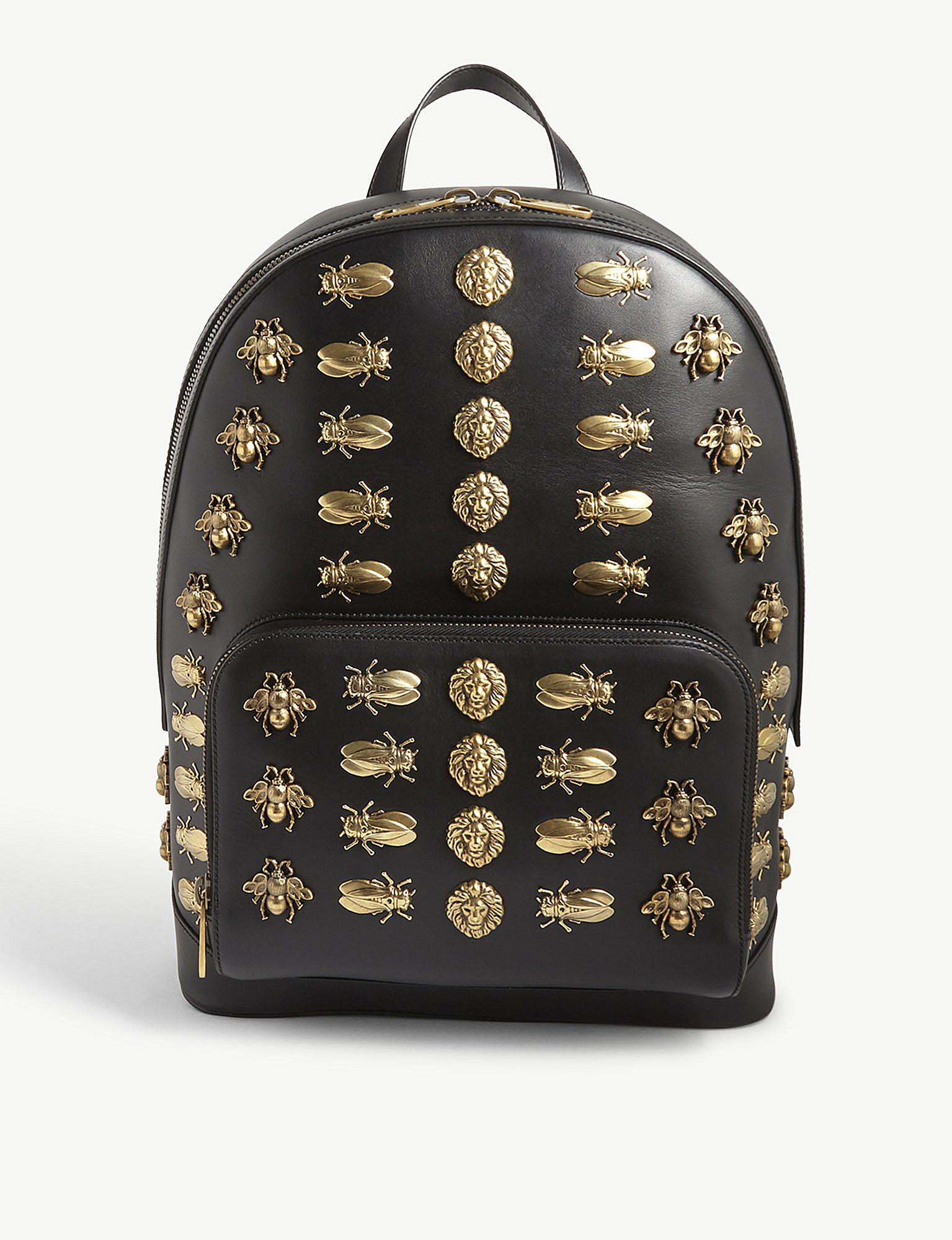 Gucci Brass Insects Leather Backpack in 