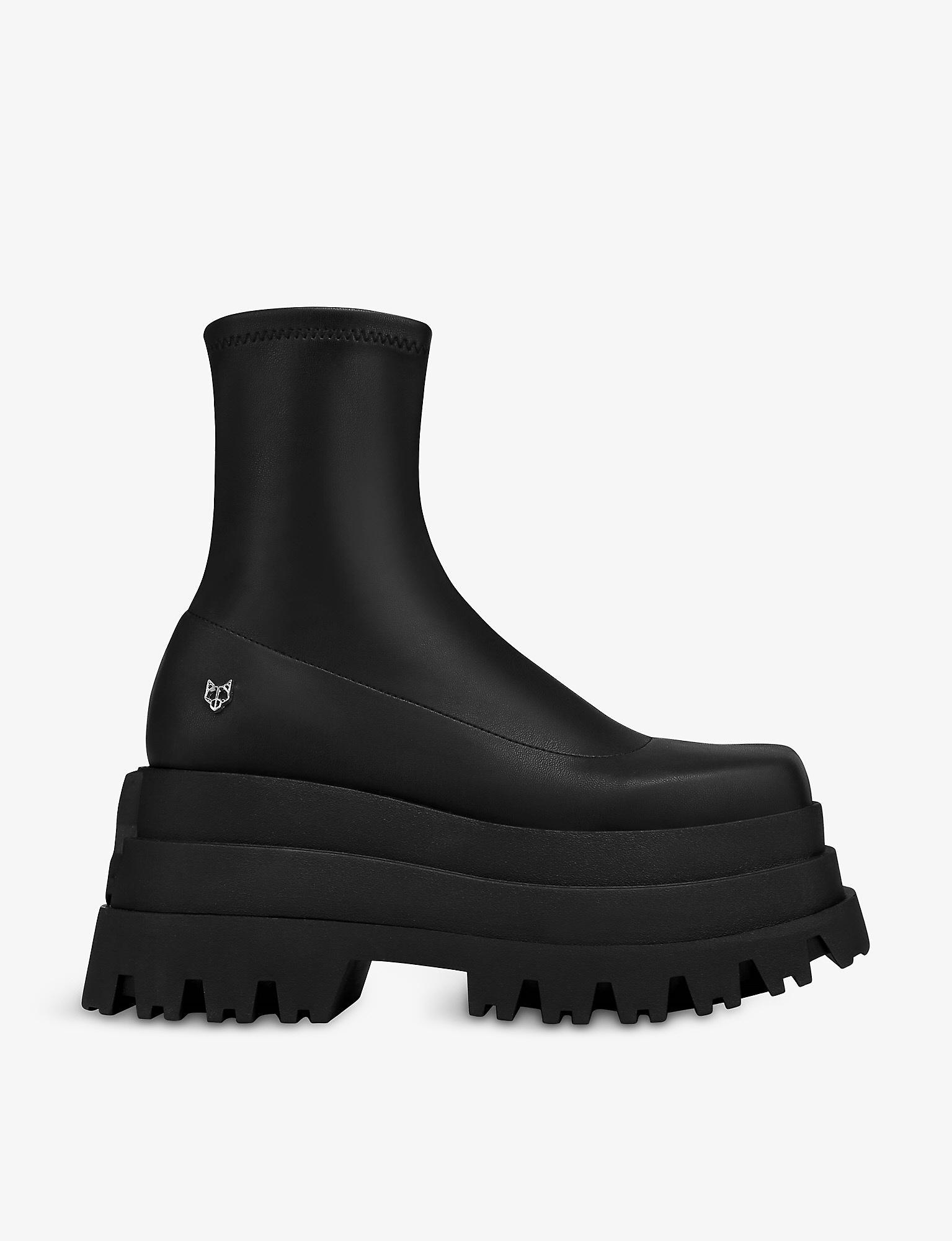 Naked Wolfe Sassy Fauxleather Tiered Platform Boots in Black Lyst Canada