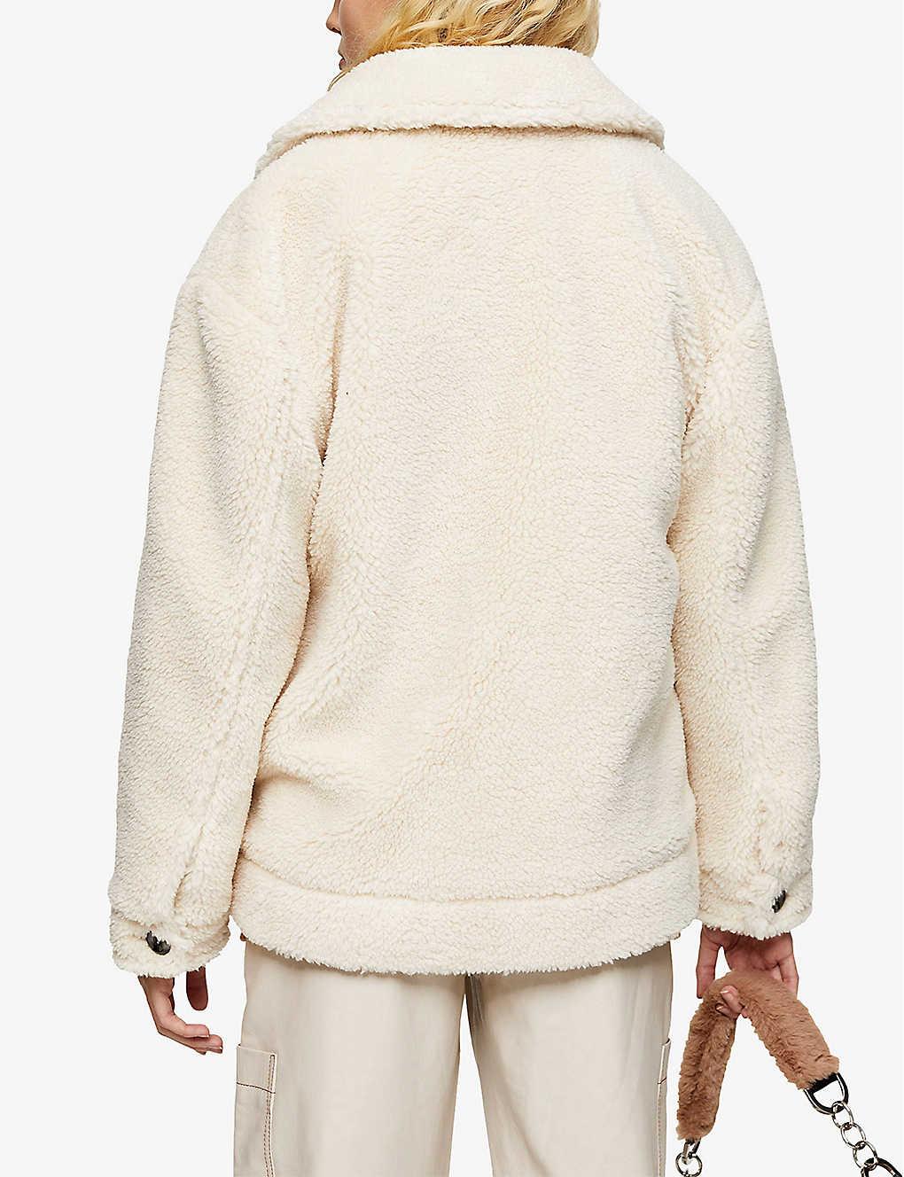 TOPSHOP Cressida Borg Teddy Coat in Natural | Lyst