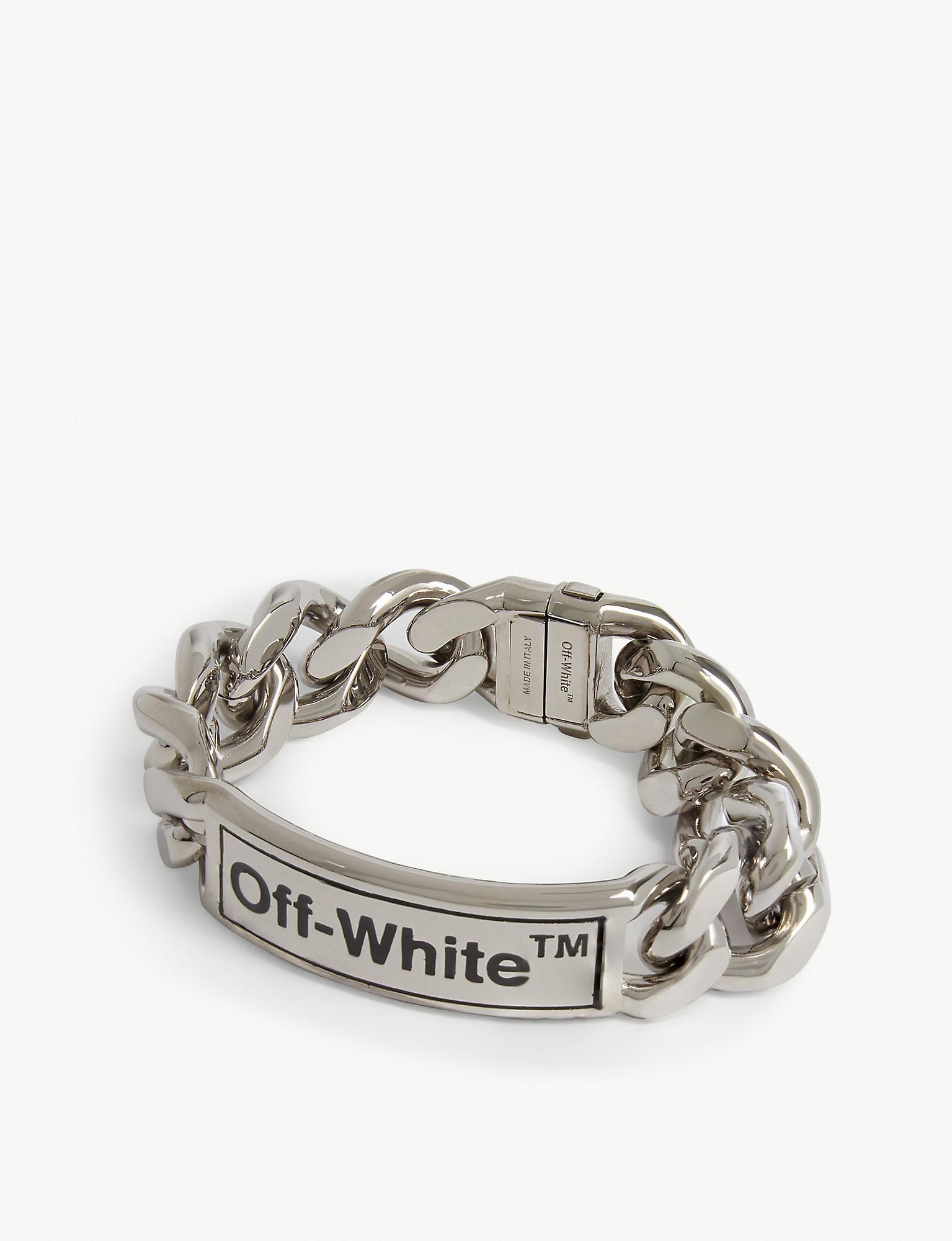 Off-White c/o Virgil Abloh Sweetheart Cuban Link Bracelet in Metallic