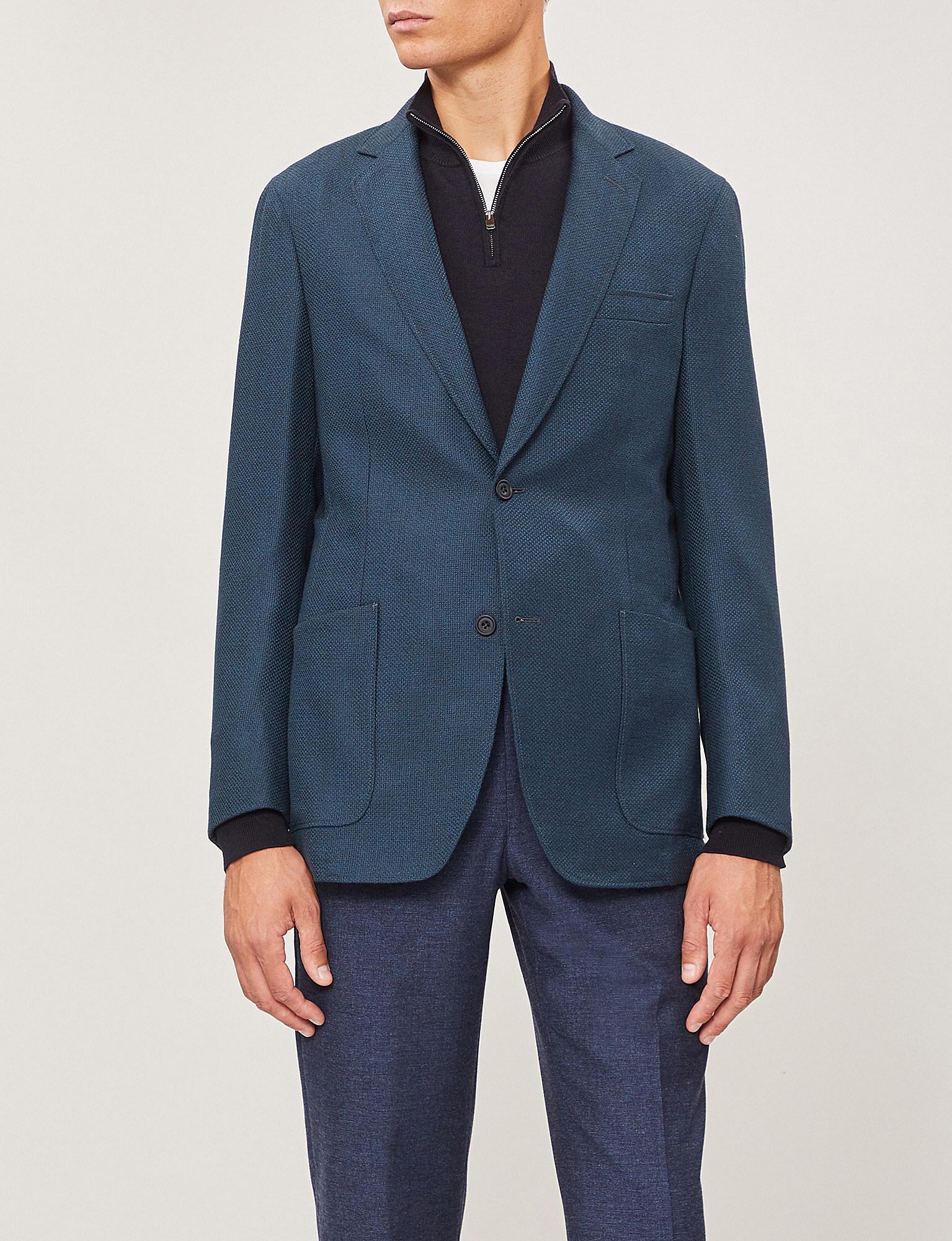 Richard James Single-breasted Tailored-fit Wool Jacket in Teal (Blue ...