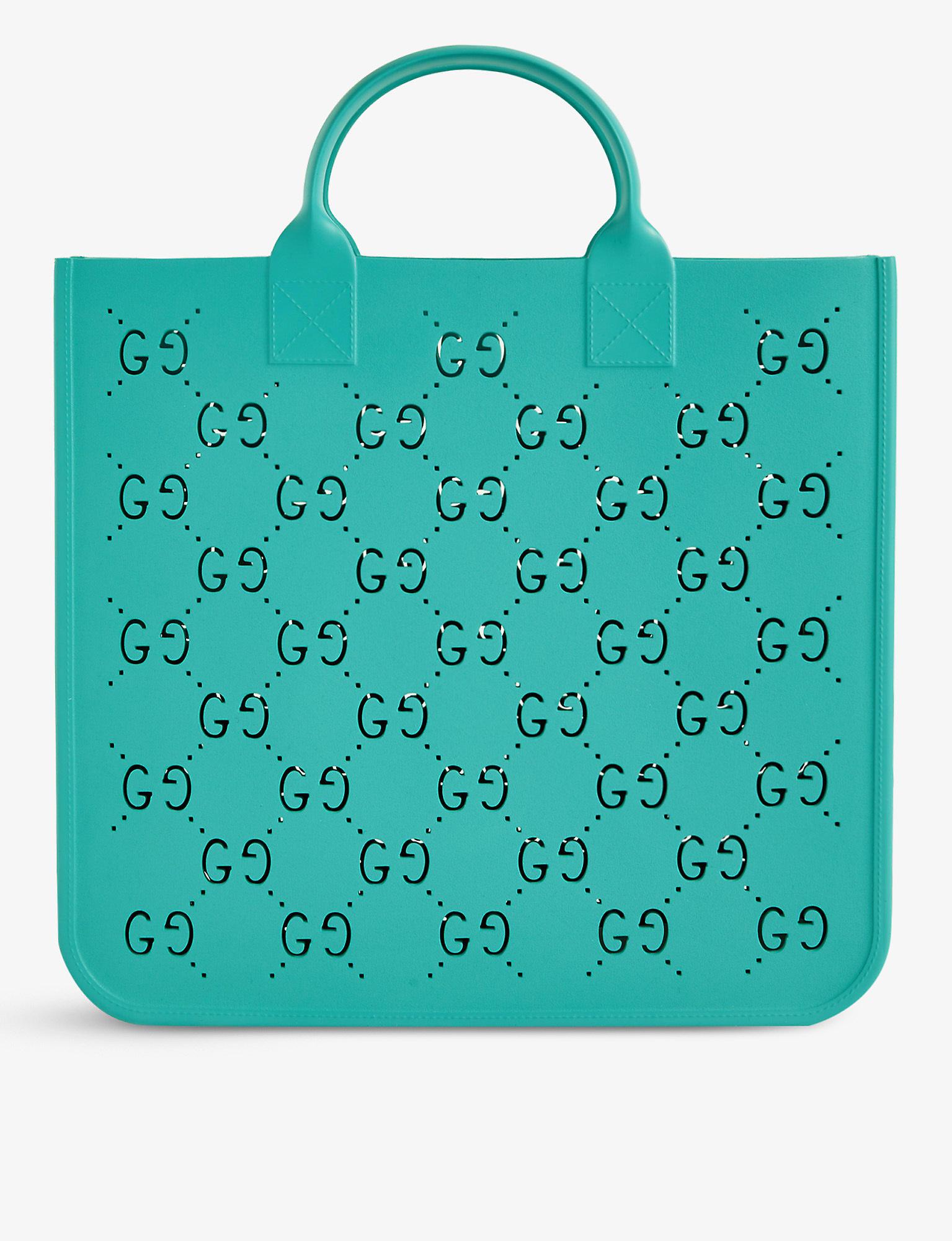 Gucci GG Perforated Rubber Tote Bag in Turquoise (Blue) Lyst Australia