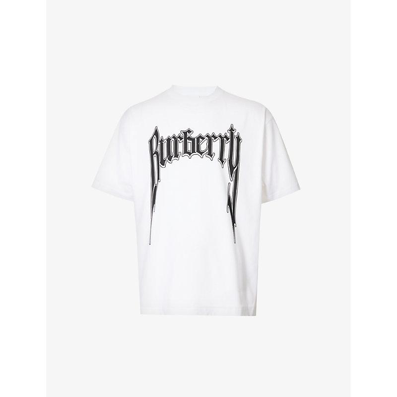 Burberry Gothic Logo-print Regular-fit Cotton-jersey T-shirt in Blue ...