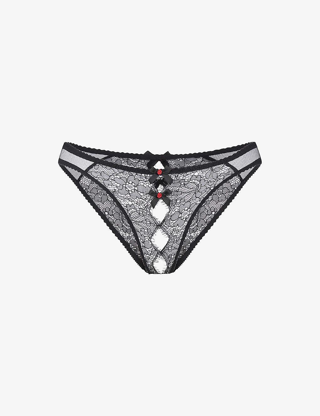 Agent Provocateur Lorna Panelled Lace And Mesh Briefs In Gray Lyst