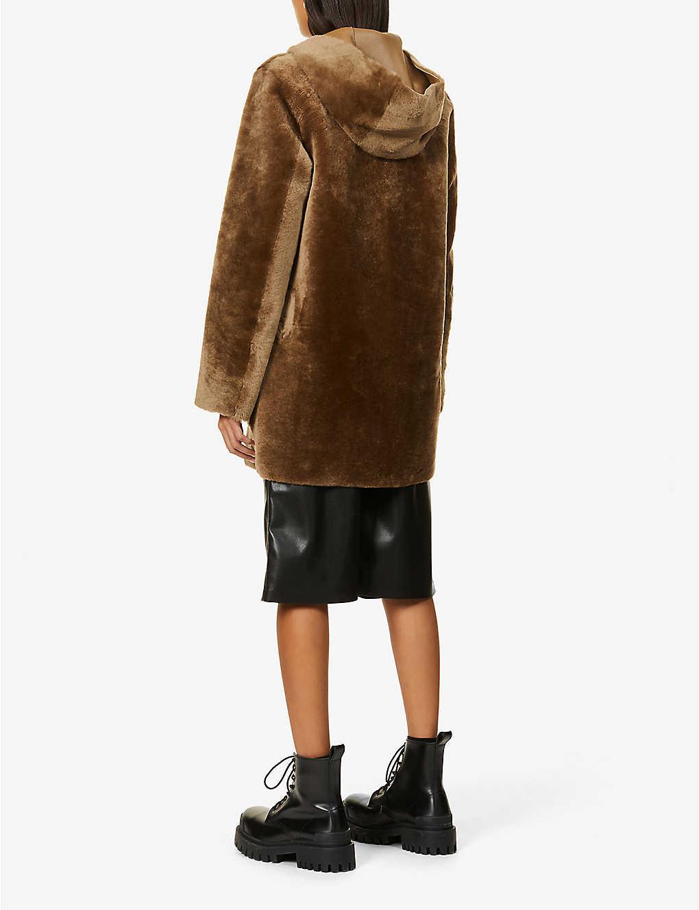 sandro reversible shearling coat