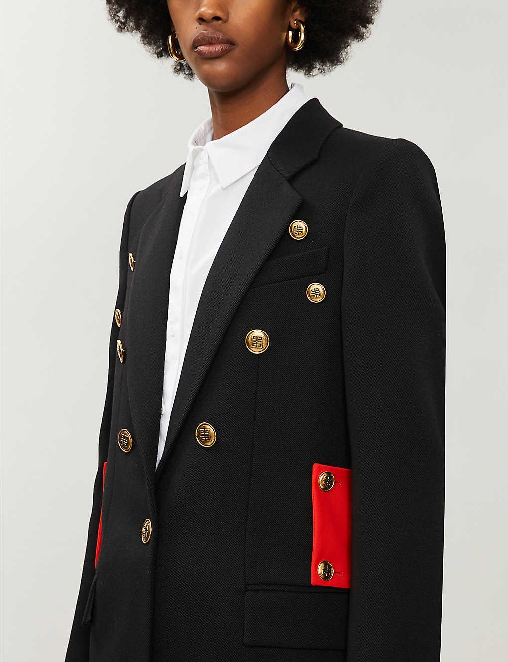 Givenchy Doublebreasted Wooltwill Coat in Black Red (Black) Lyst