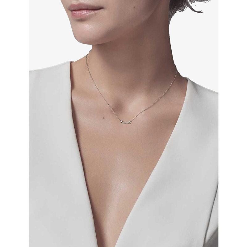 Tiffany T T1 diamond necklace in 18k white gold.
