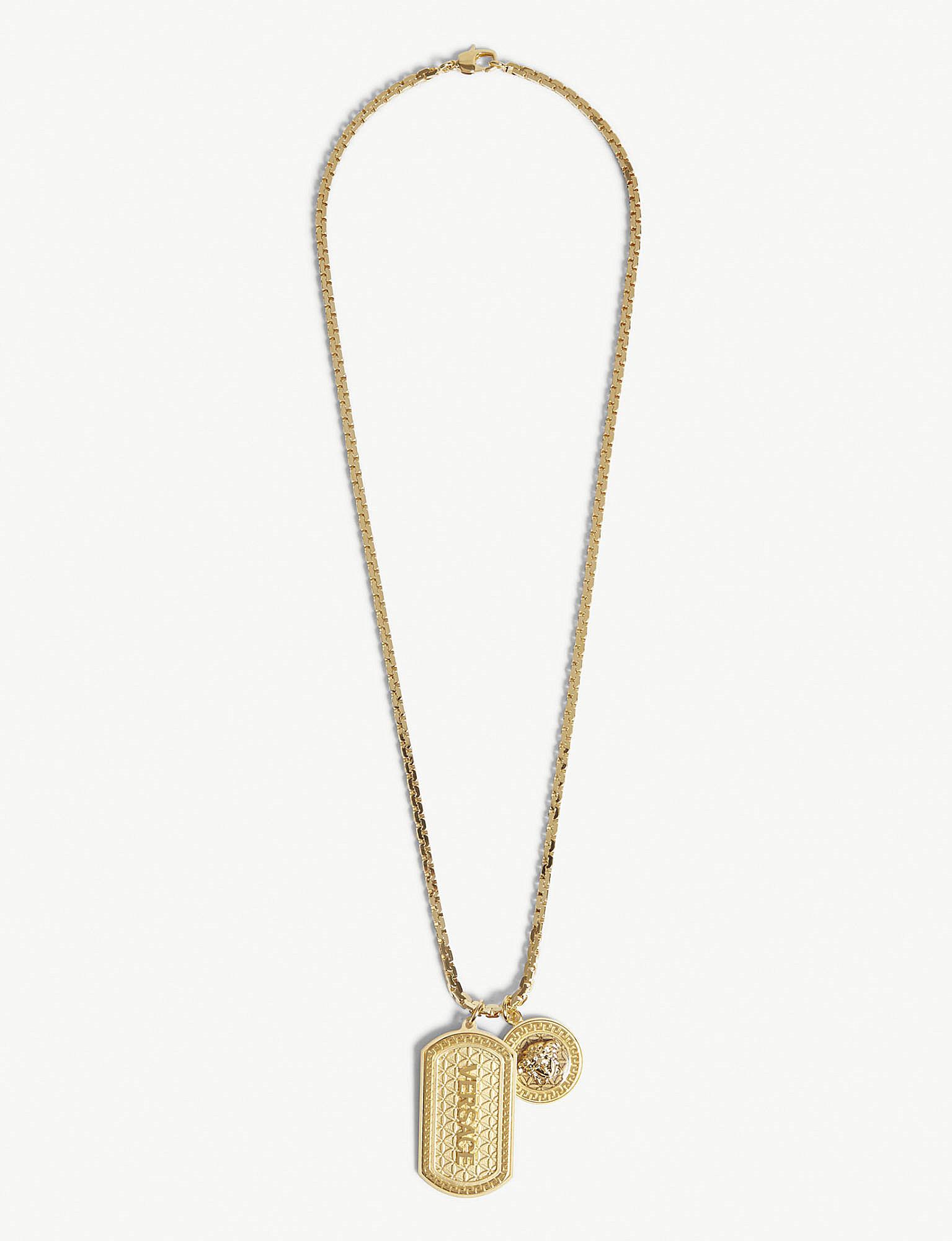 Versace Dogtag Medusa Charm Pendant Necklace In Metallic For Men Lyst Versace Men S Metallic Dogtag Medusa Charm Pendant Necklace