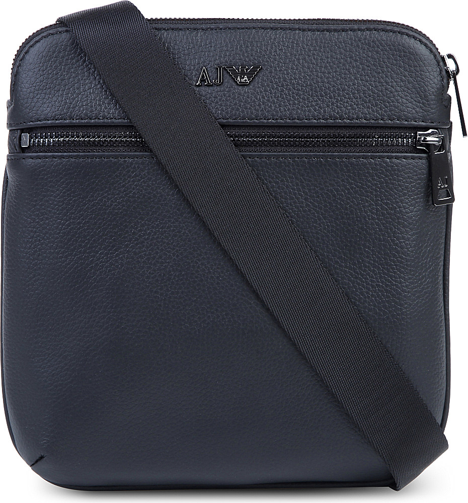 Armani Jeans Grained-leather Messenger Bag in Nero (Blue) for Men - Lyst