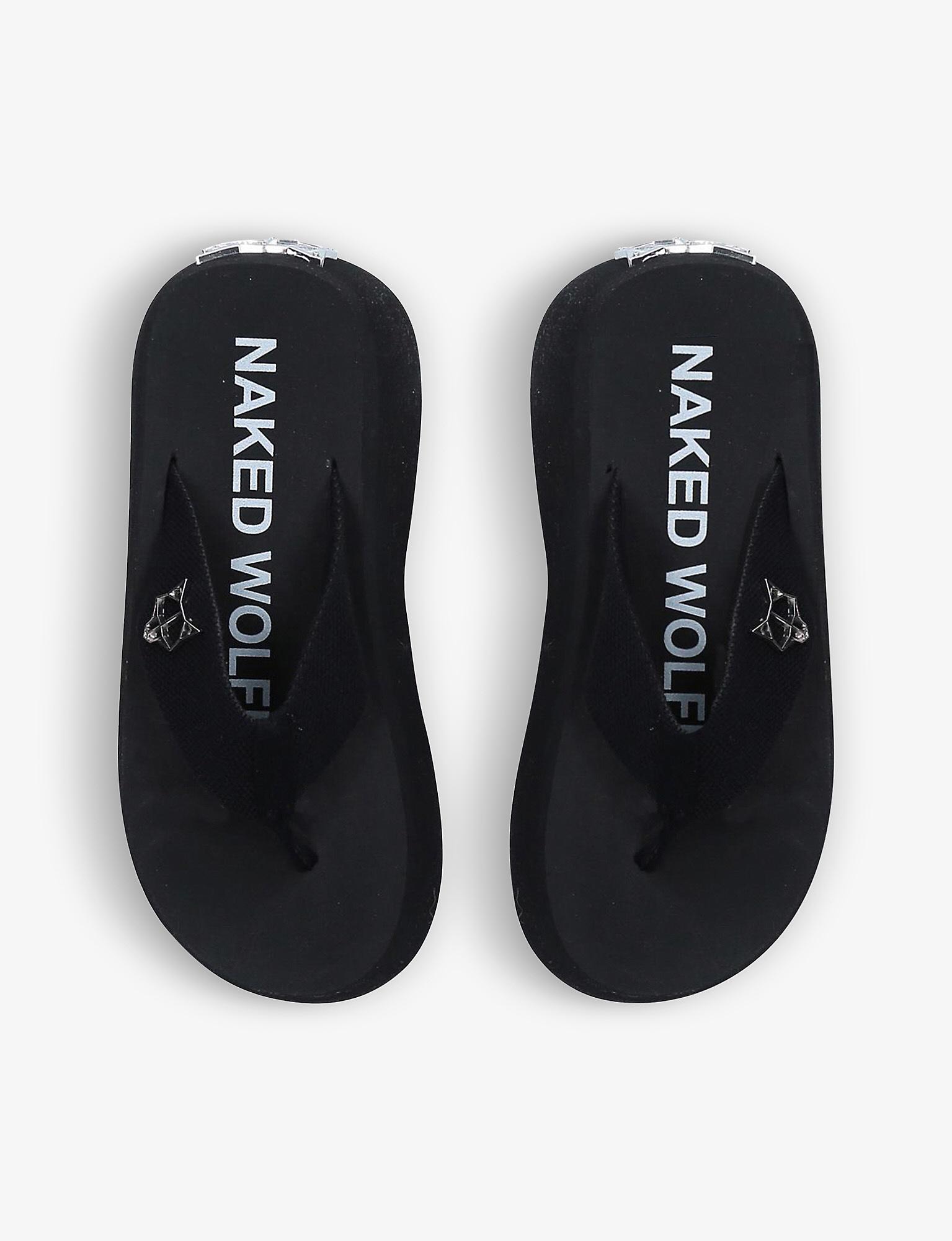 Naked Wolfe Desire Logo emblem Platform Flip flops in Black Lyst UK