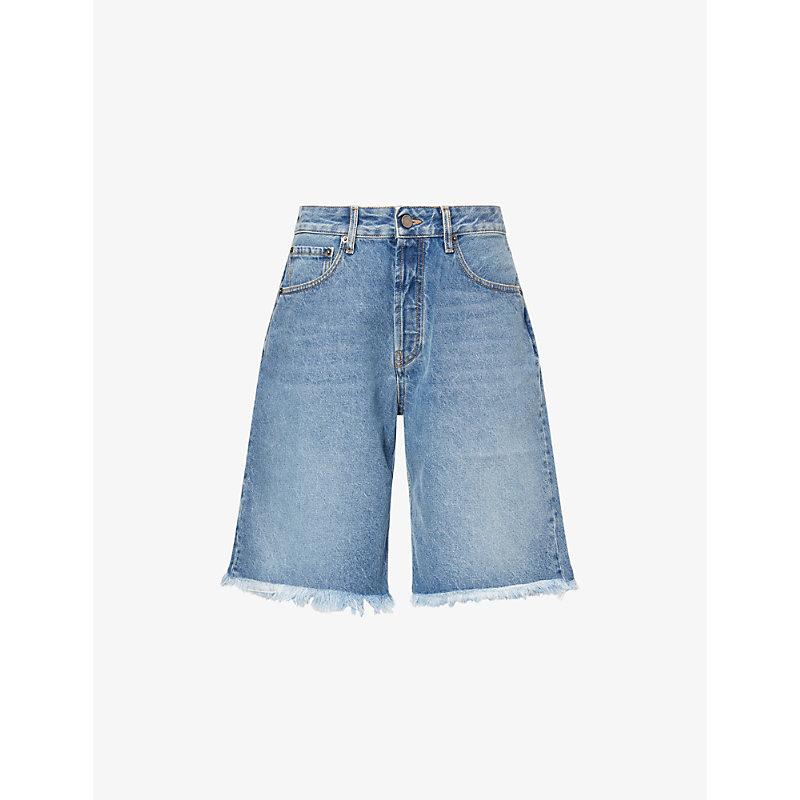 【Alessandra Rich】 High-riseデニムショート Alessandra Rich Studded Denim Shorts | Blue | FARFETCH