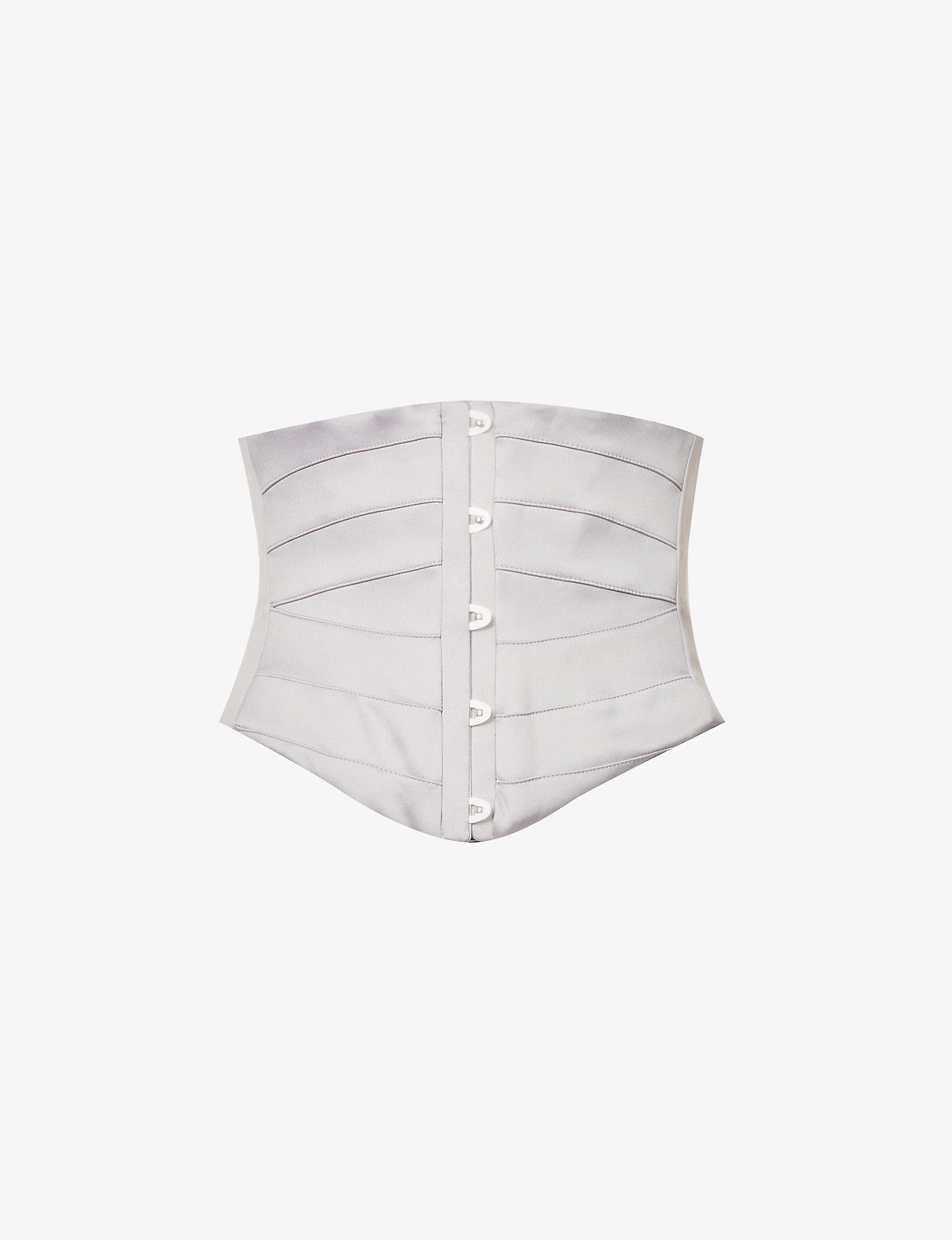 House Of Cb Vienne Underbust Satin Corset in White